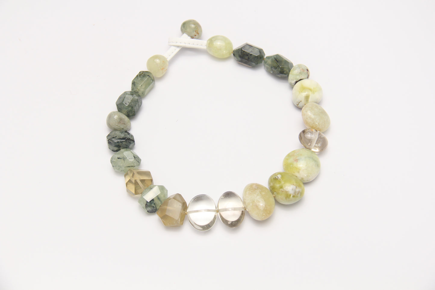 Necklace: prehnite, citrine