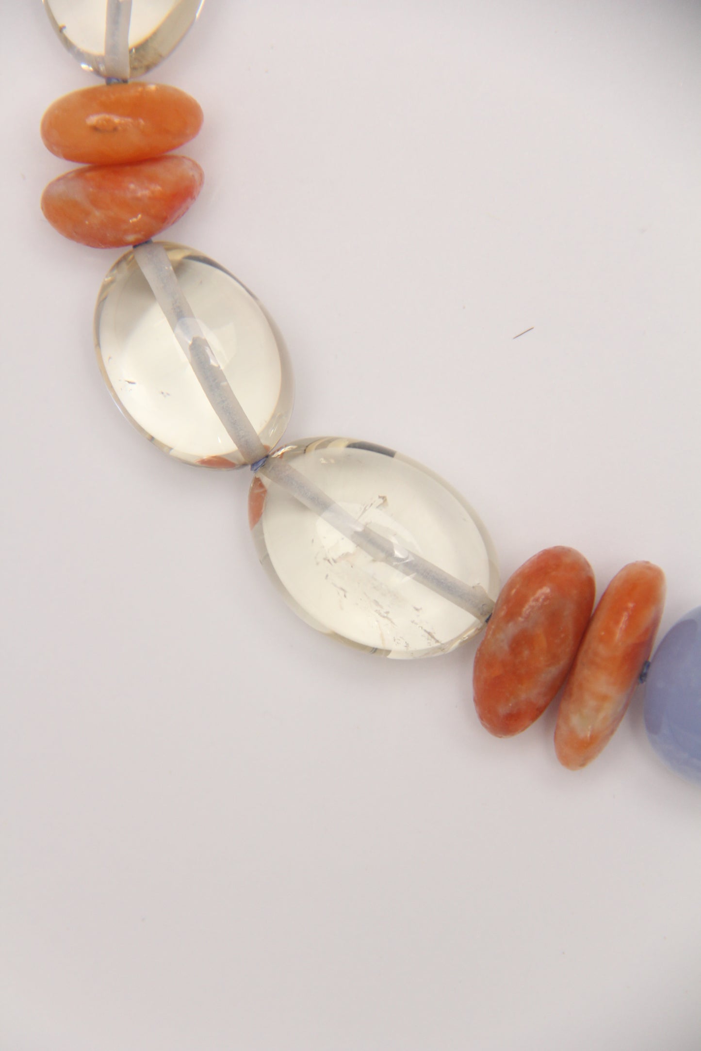 Necklace: blue lace agate, calcite, citrine