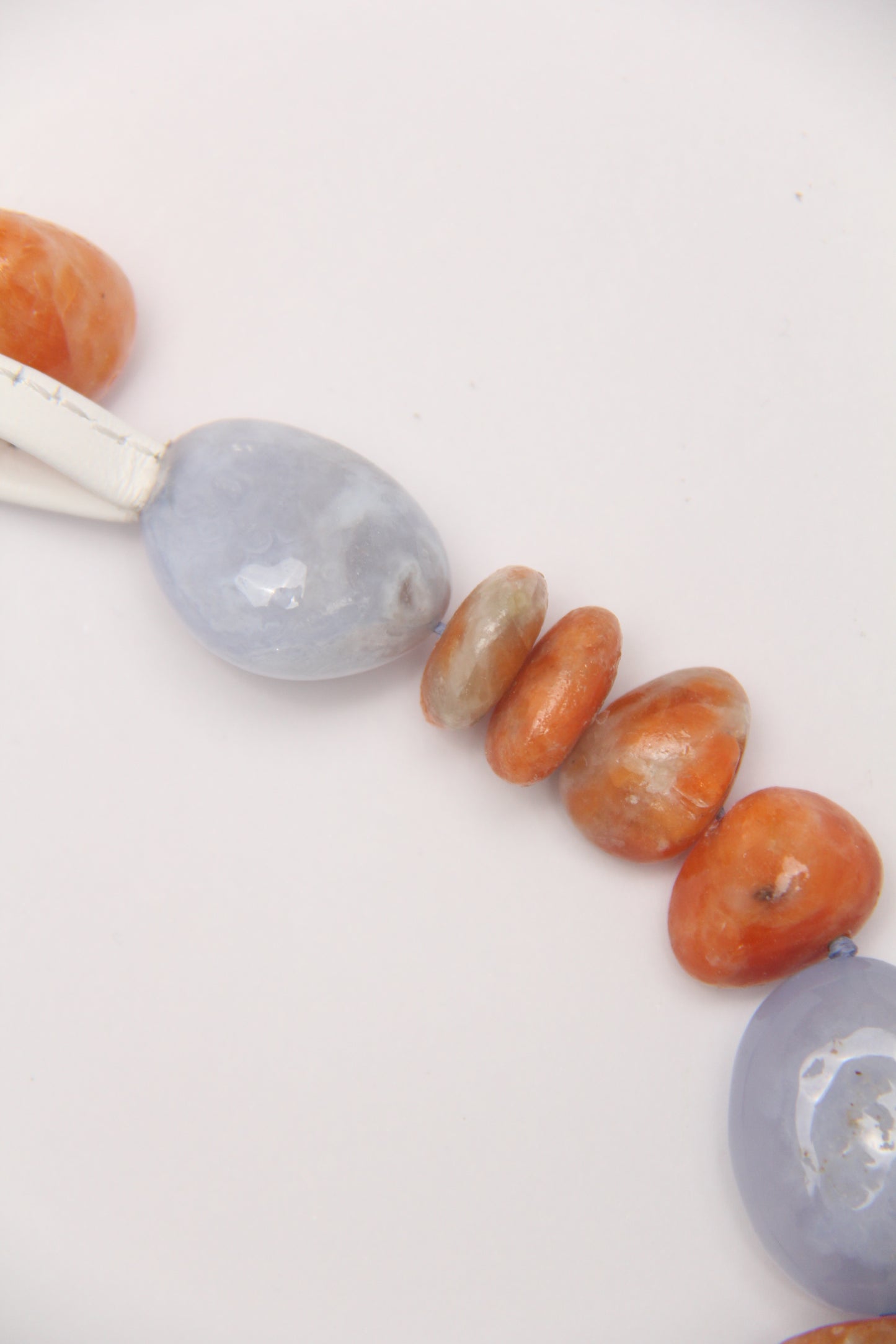 Necklace: blue lace agate, calcite, citrine