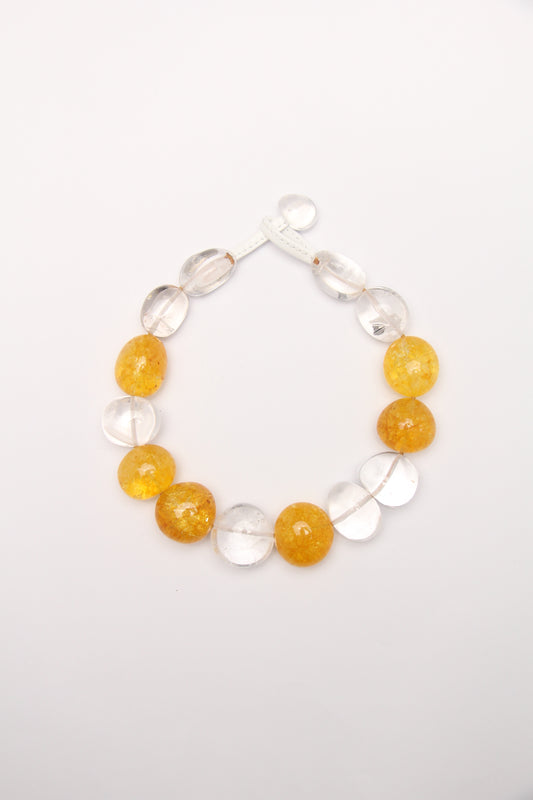 Necklace: quartz, colored hematoid quartz