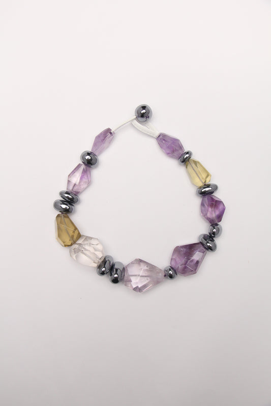 Necklace: amethyst, citrine, quartz, titanium magnet