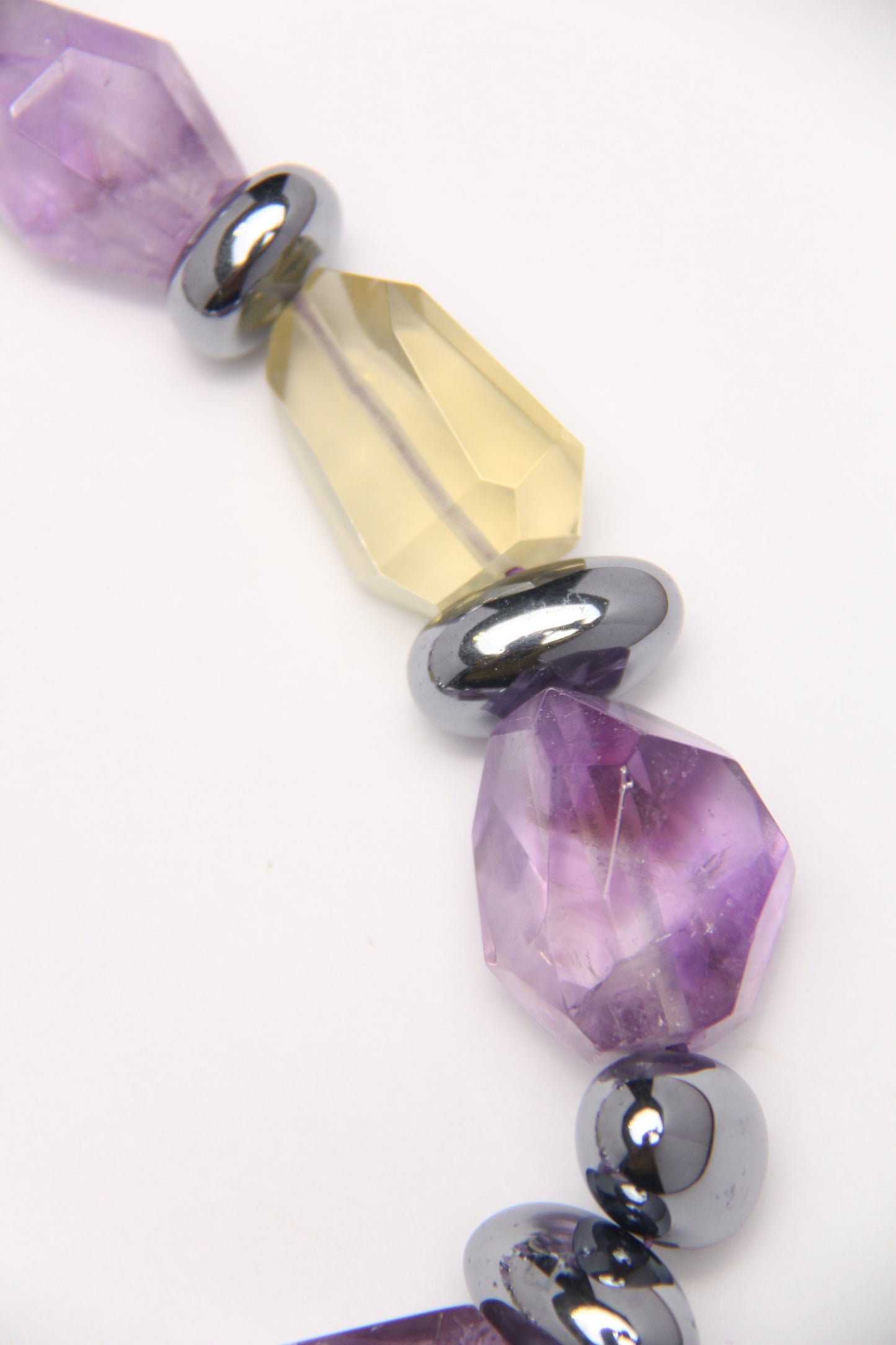 Necklace: amethyst, citrine, quartz, titanium magnet