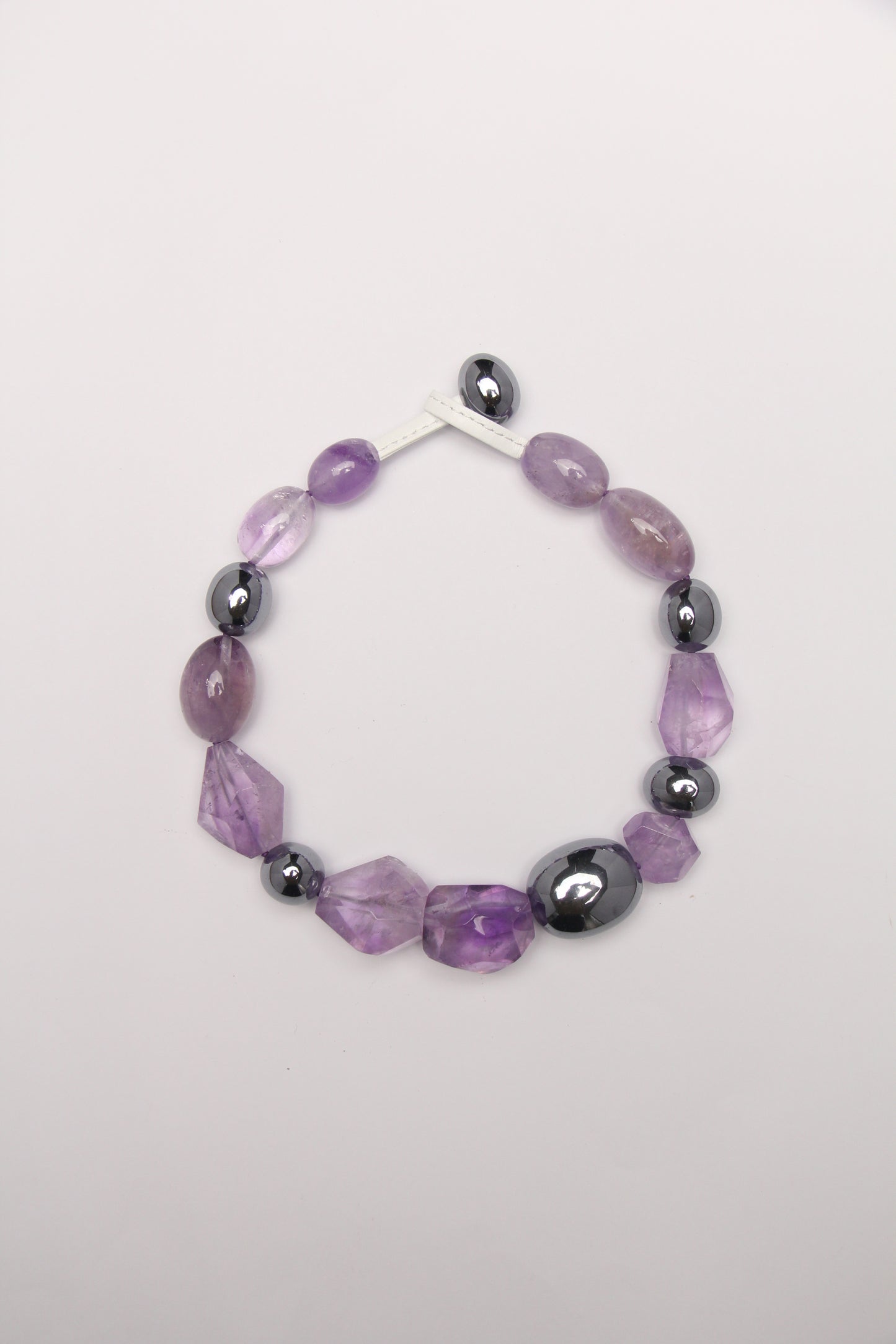 Necklace: amethyst, titanium magnet