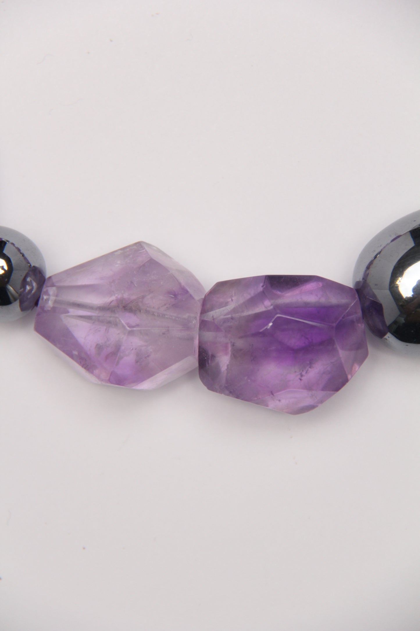 Necklace: amethyst, titanium magnet