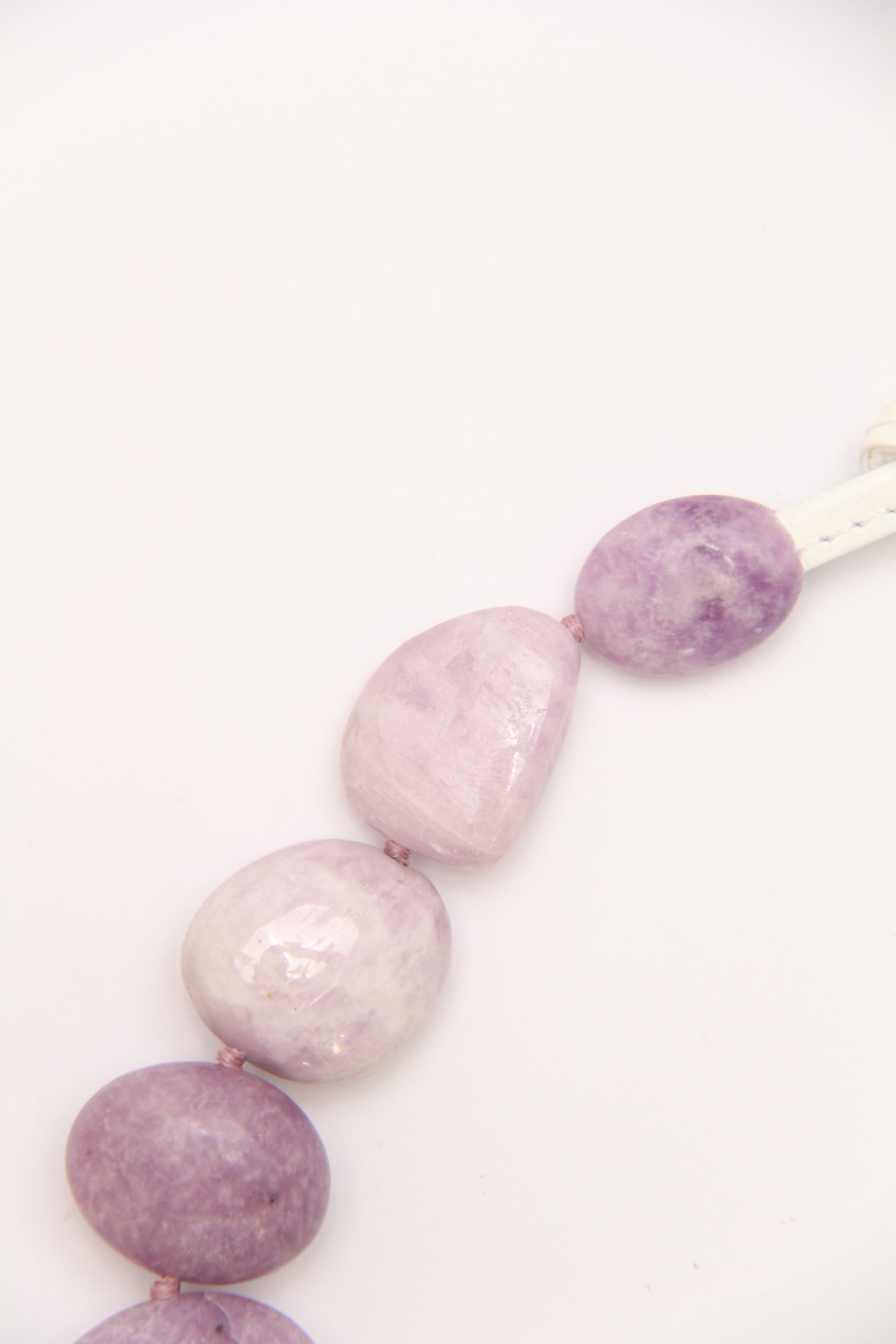 Necklace: dream amethyst, blue lace agate, kunzite, lepidolite