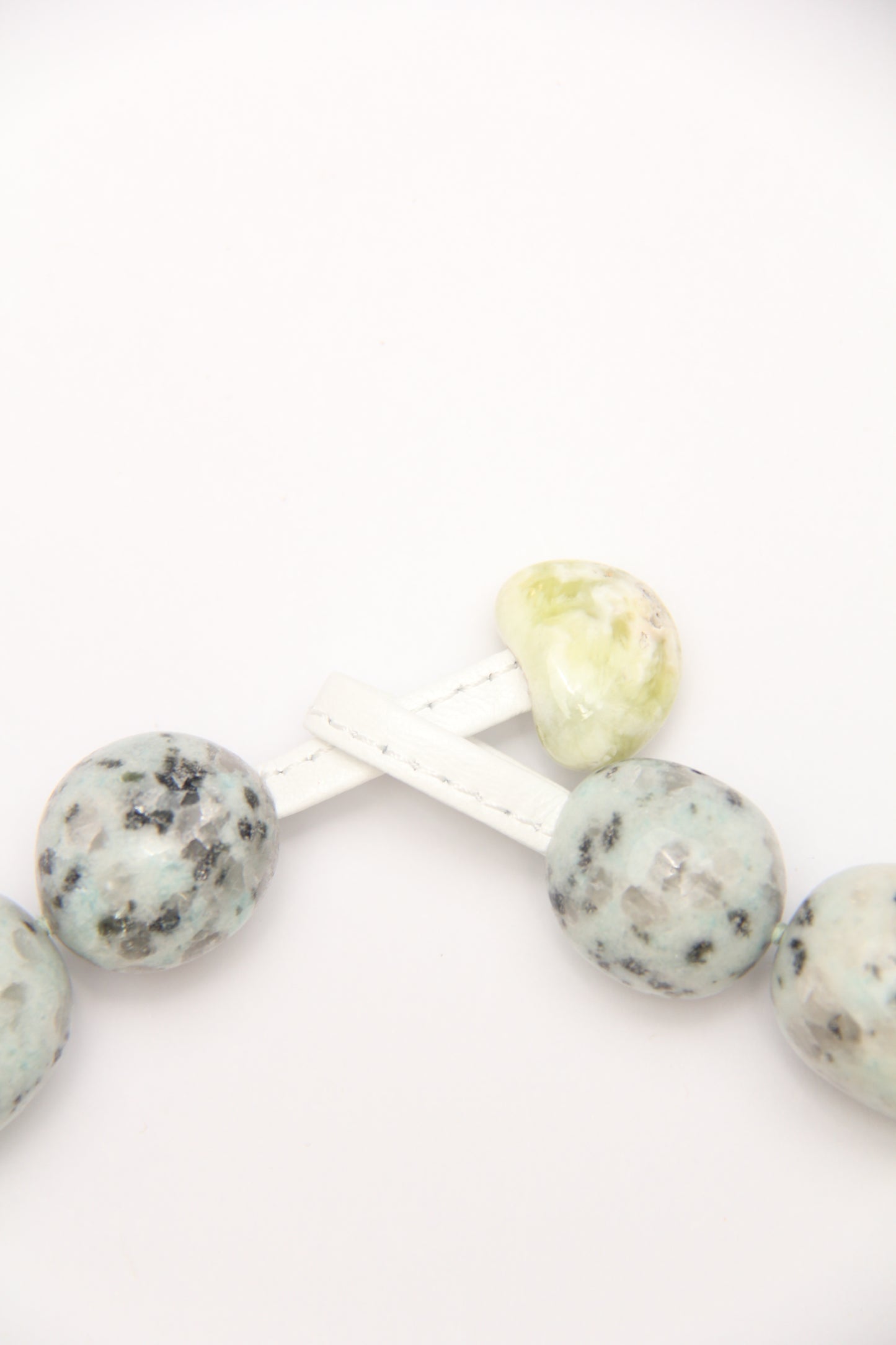 Necklace: kiwi jasper stone, aquamarine, prehnite