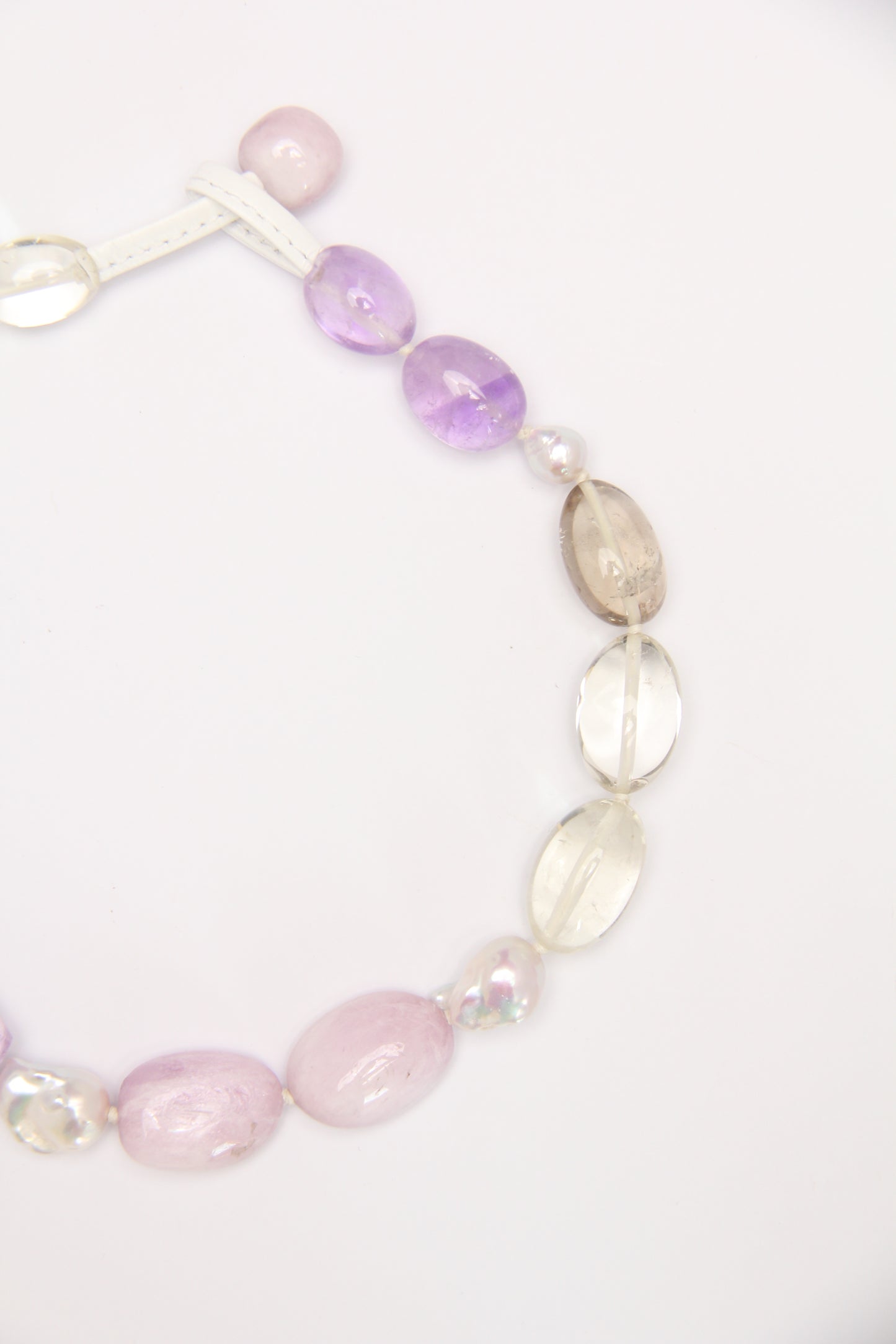 Necklace: amethyst, citrine, kunzite, pearls