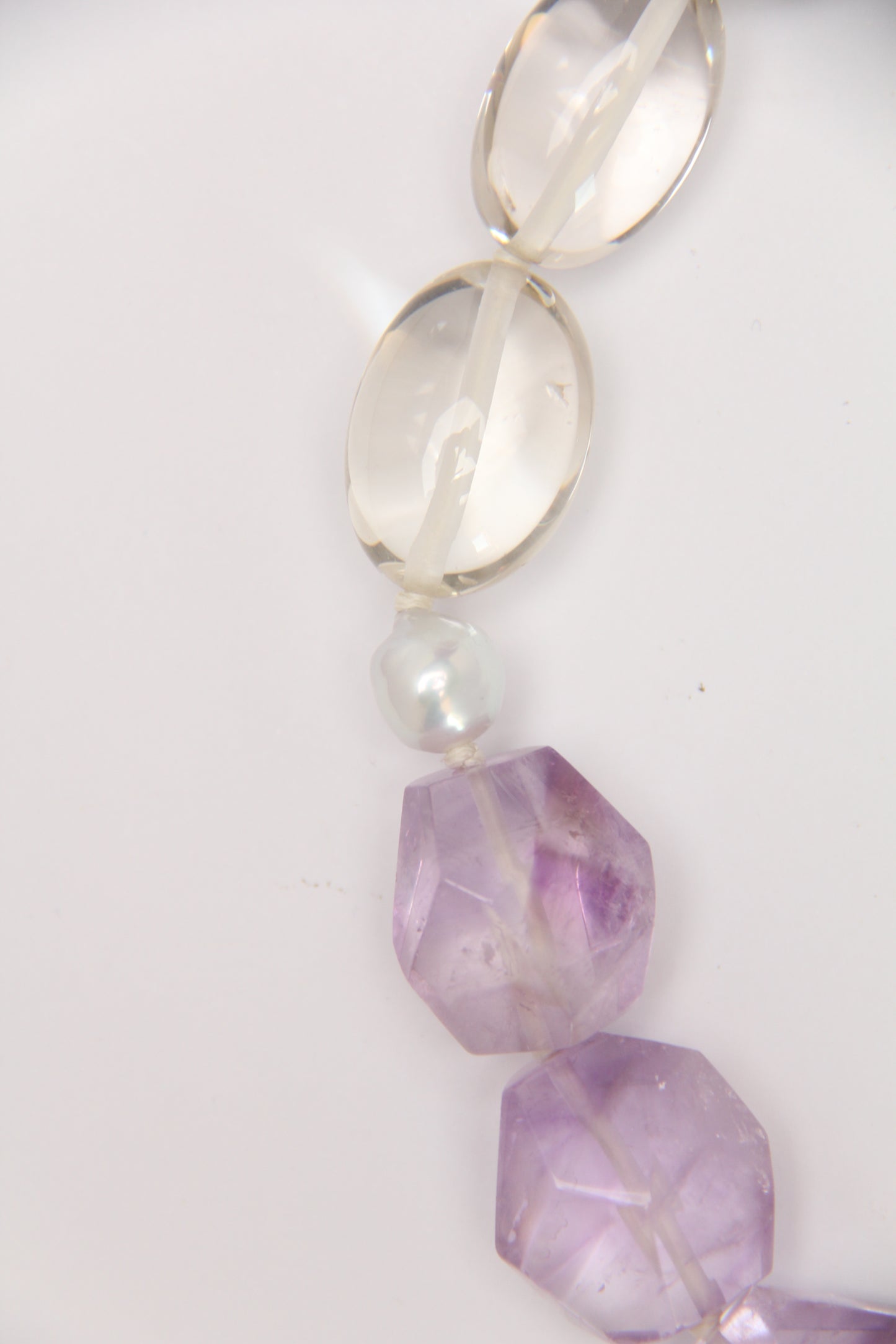 Necklace: amethyst, citrine, kunzite, pearls