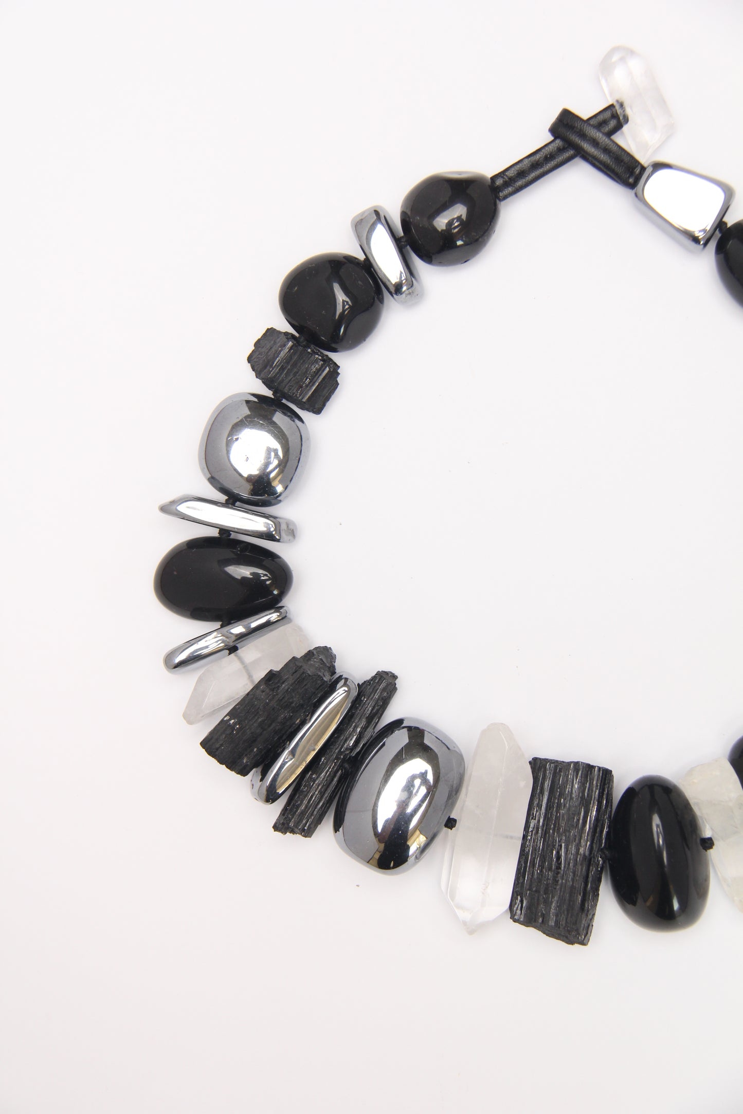 Necklace: black tourmaline, obsidian, titanium magnet, quartz