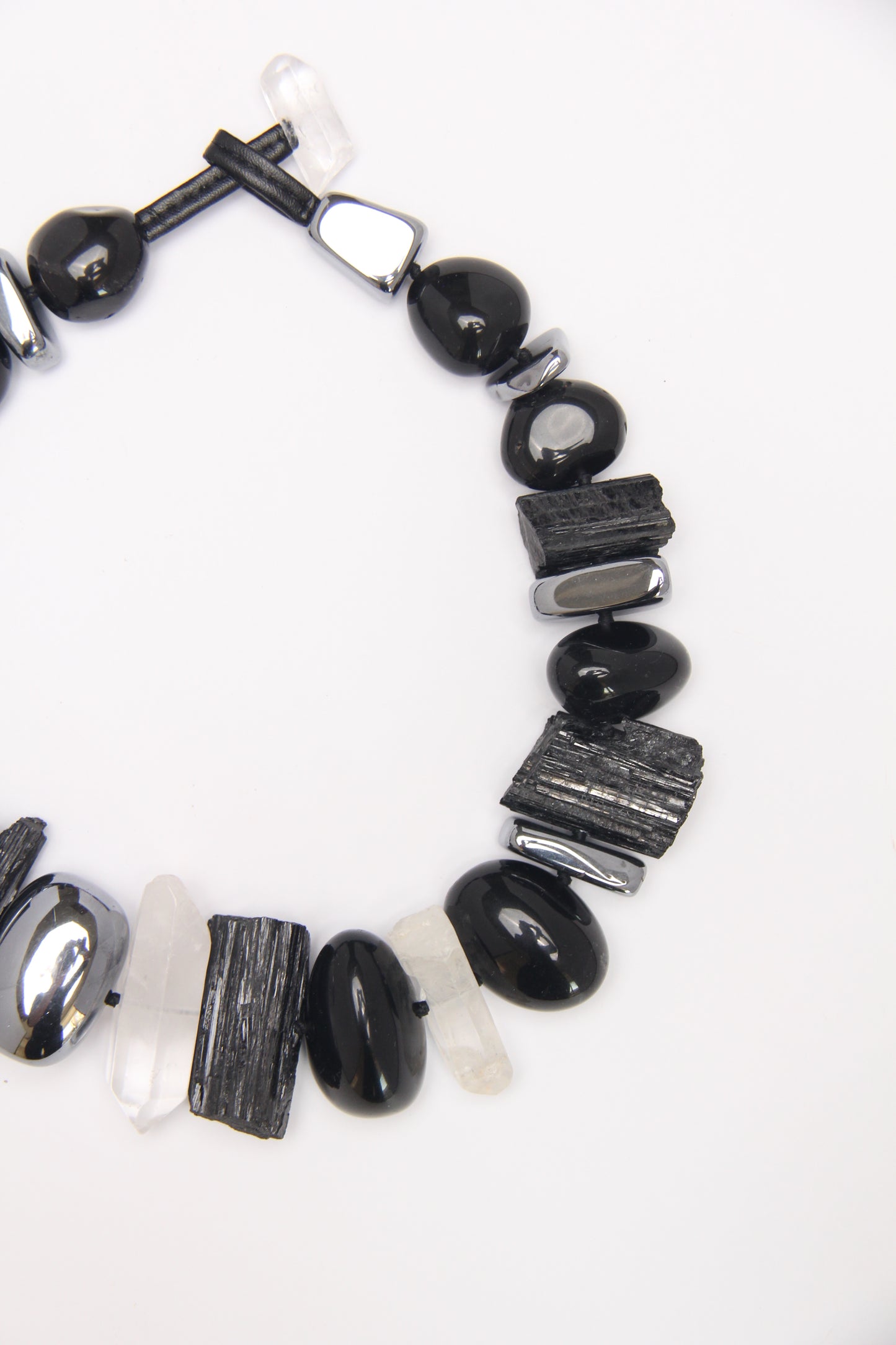 Necklace: black tourmaline, obsidian, titanium magnet, quartz