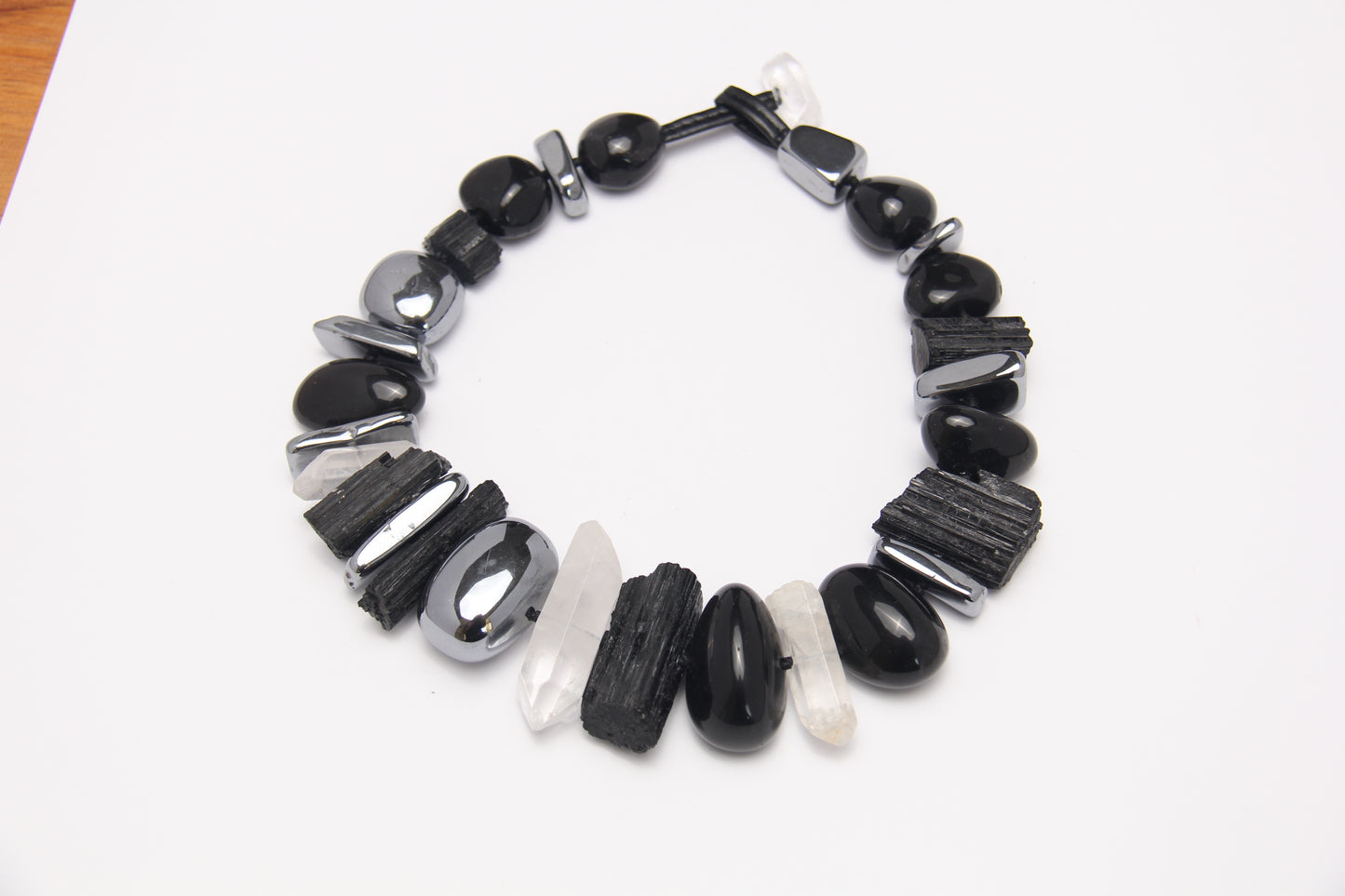 Necklace: black tourmaline, obsidian, titanium magnet, quartz