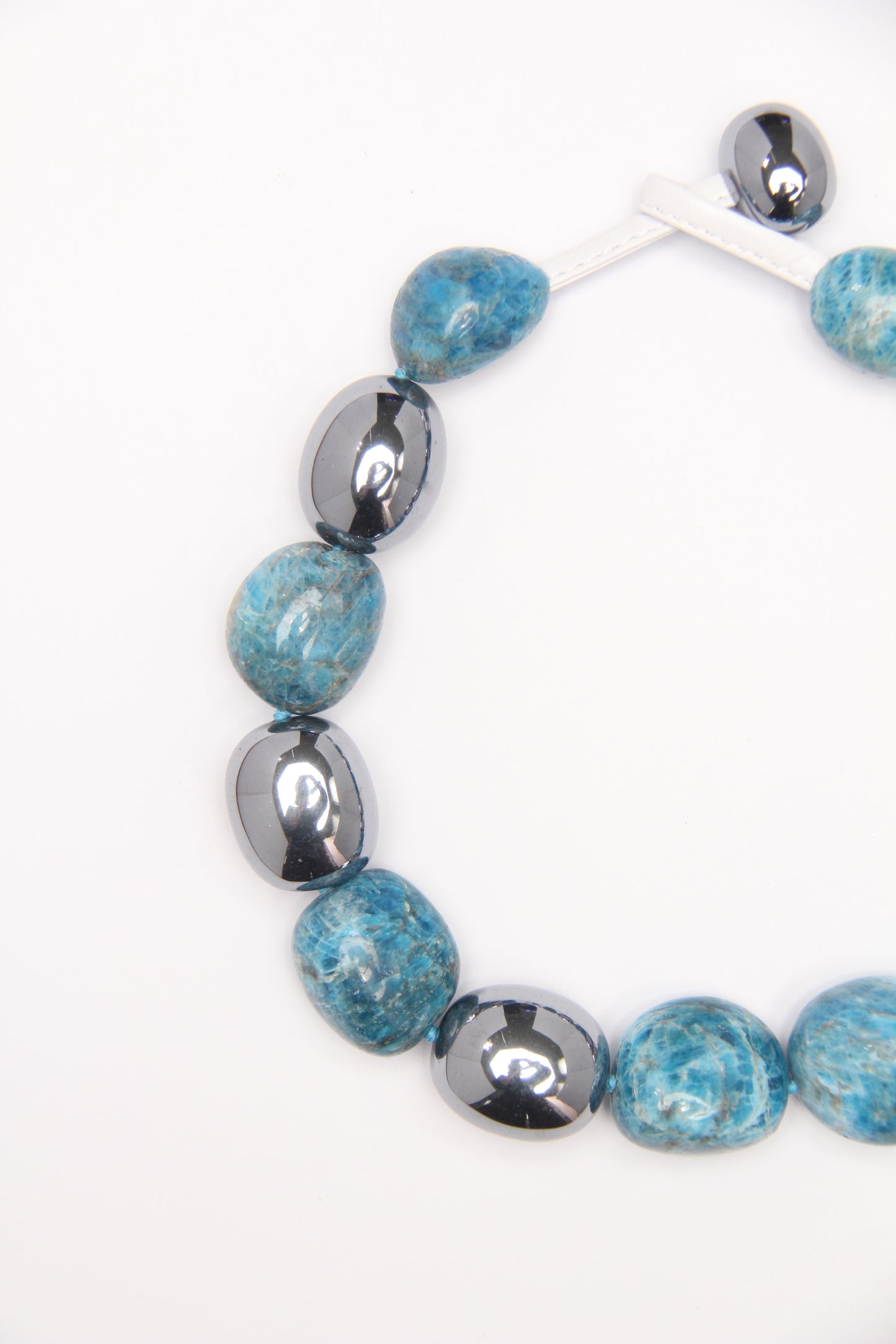 Necklace: blue apatite, titanium magnet