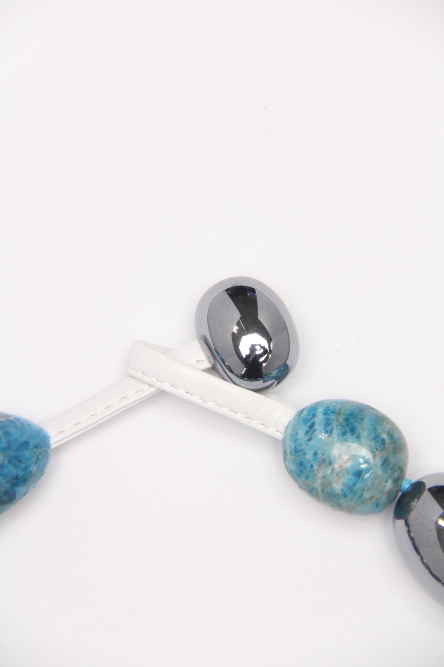 Necklace: blue apatite, titanium magnet