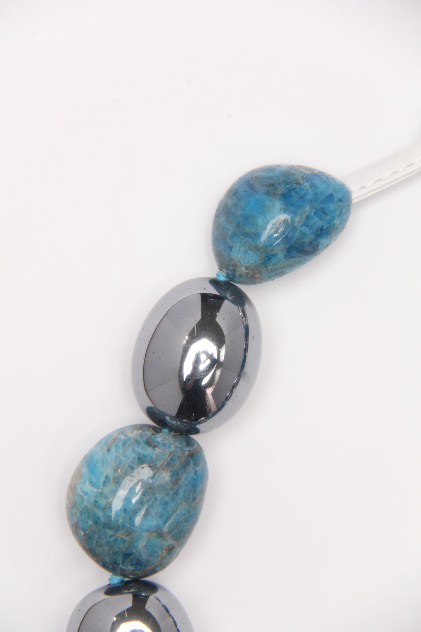 Necklace: blue apatite, titanium magnet