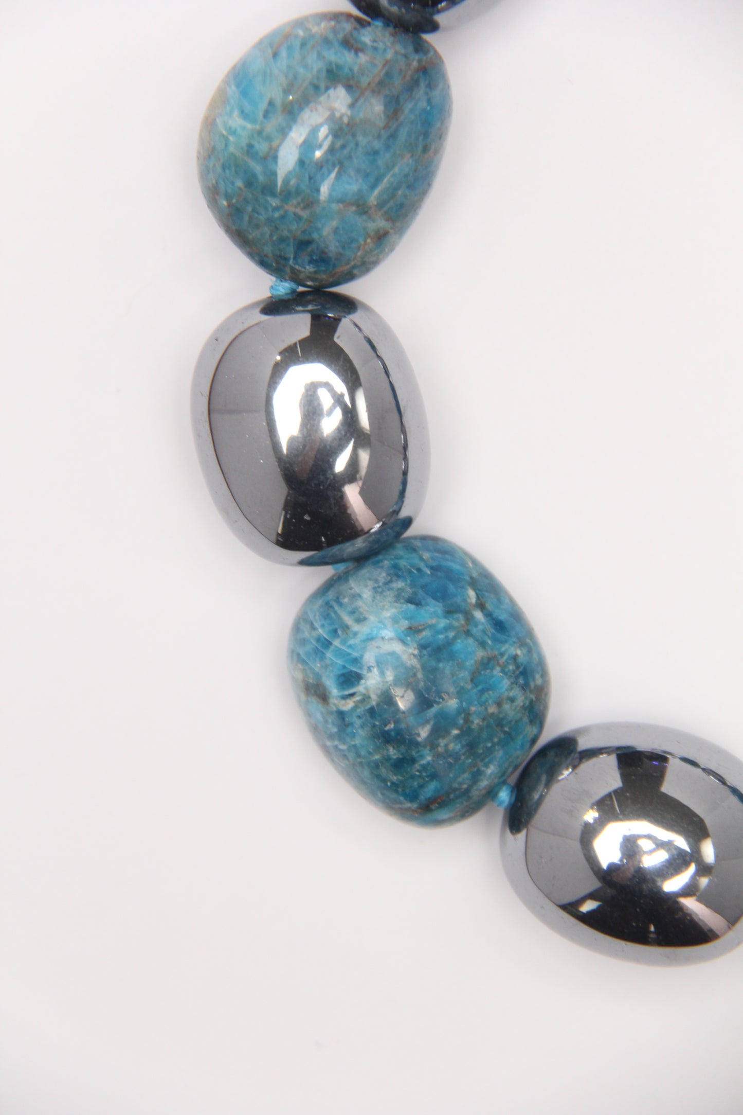 Necklace: blue apatite, titanium magnet