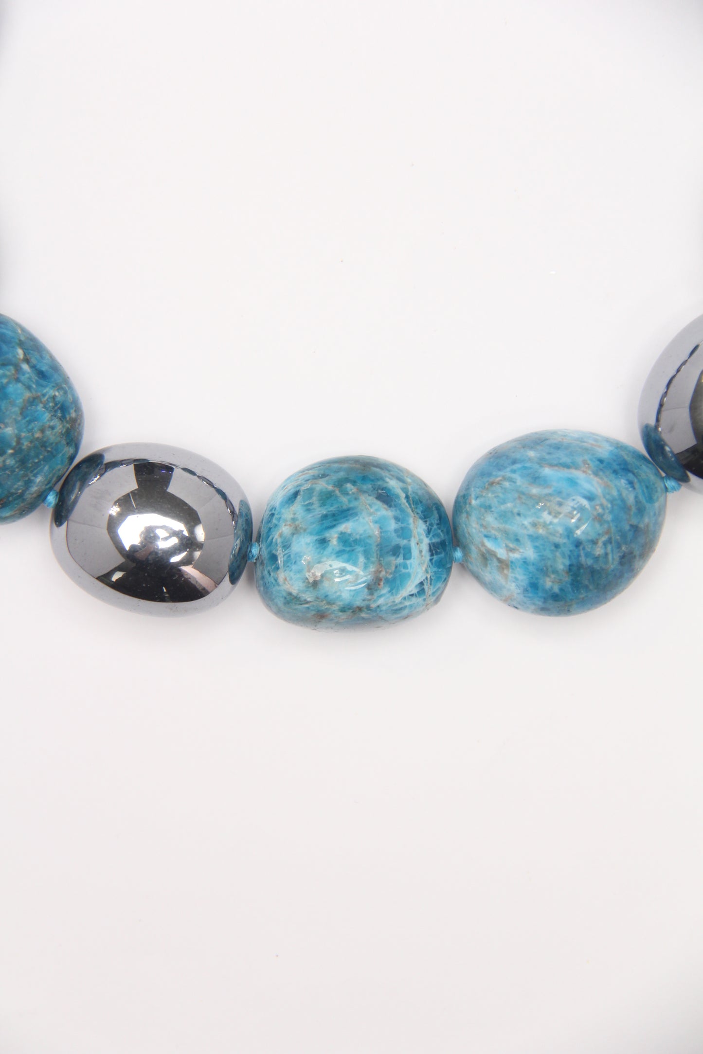 Necklace: blue apatite, titanium magnet