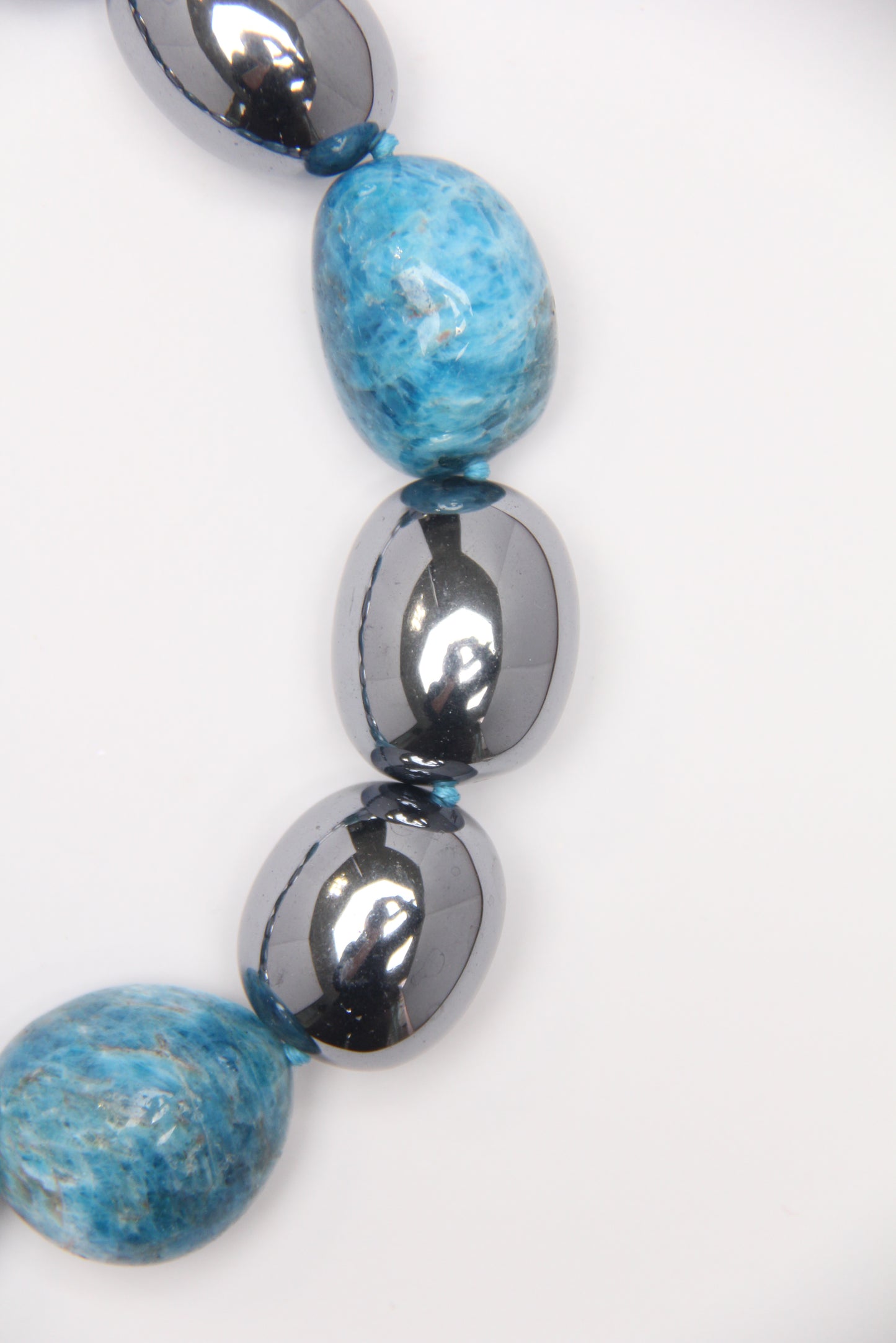 Necklace: blue apatite, titanium magnet