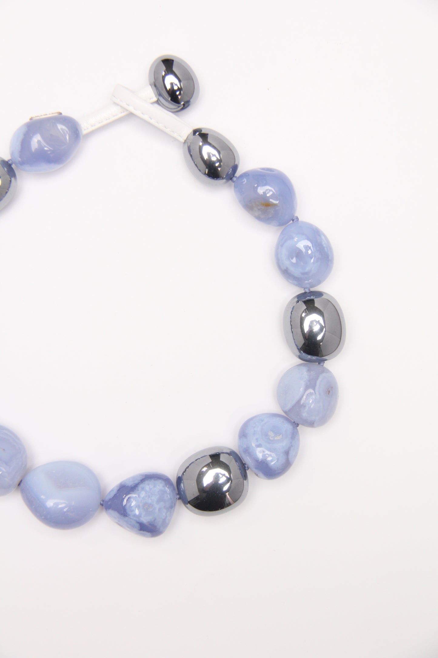 Necklace: blue lace agate, titanium magnet