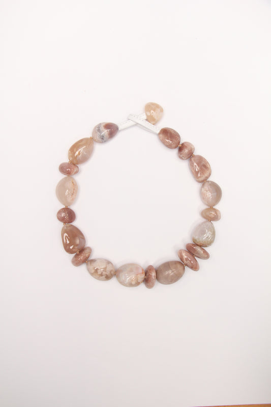 Necklace: sunstone, rose chalcedony