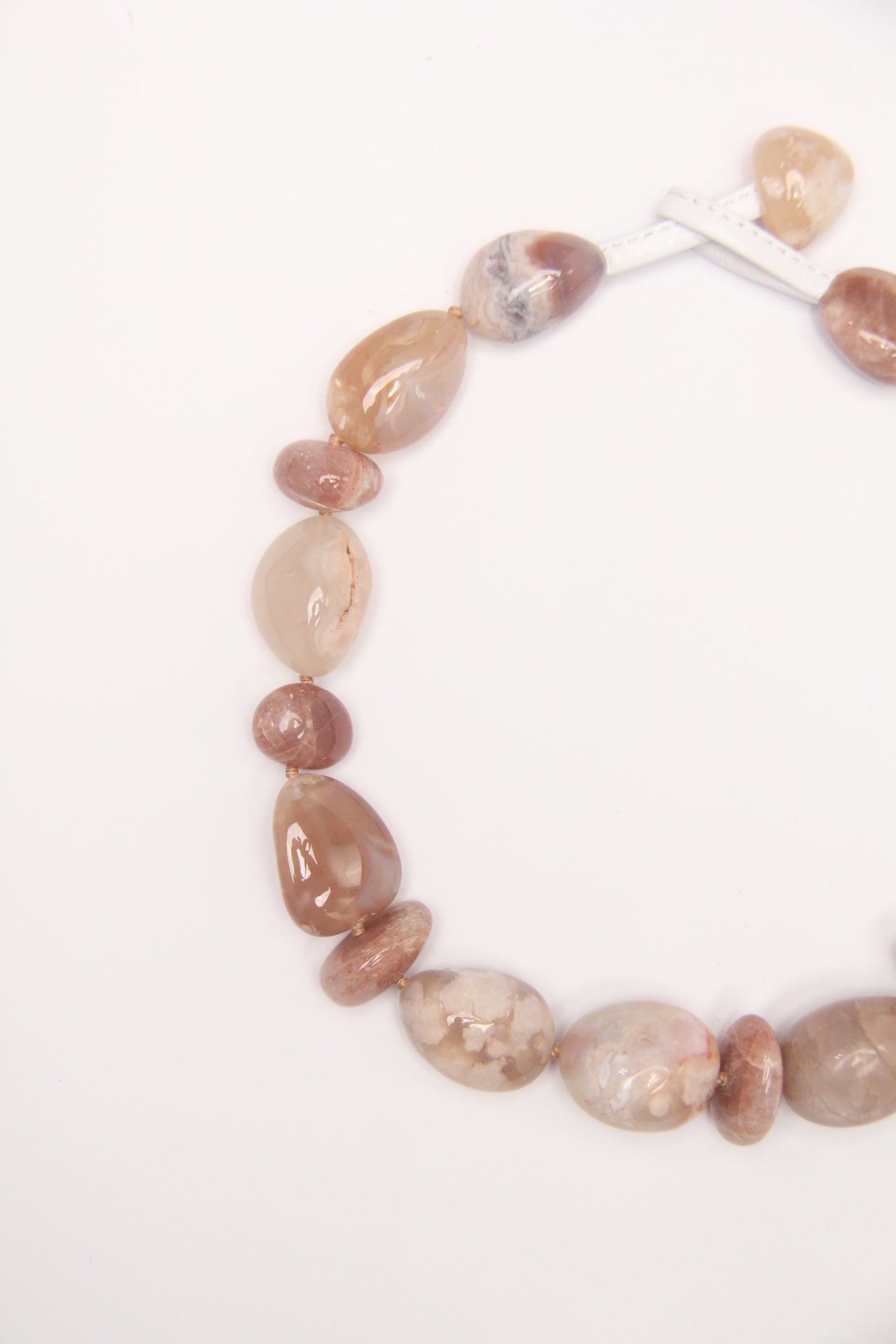 Necklace: sunstone, rose chalcedony