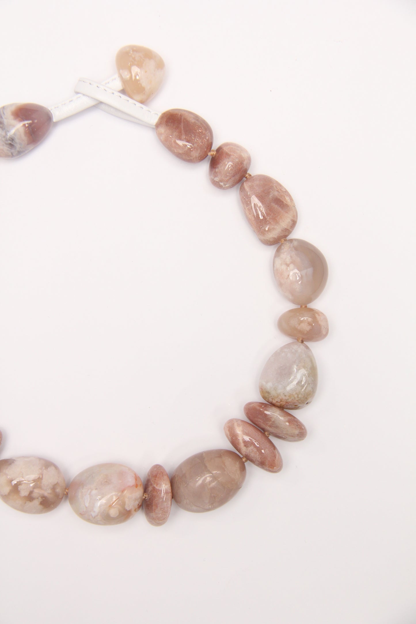 Necklace: sunstone, rose chalcedony