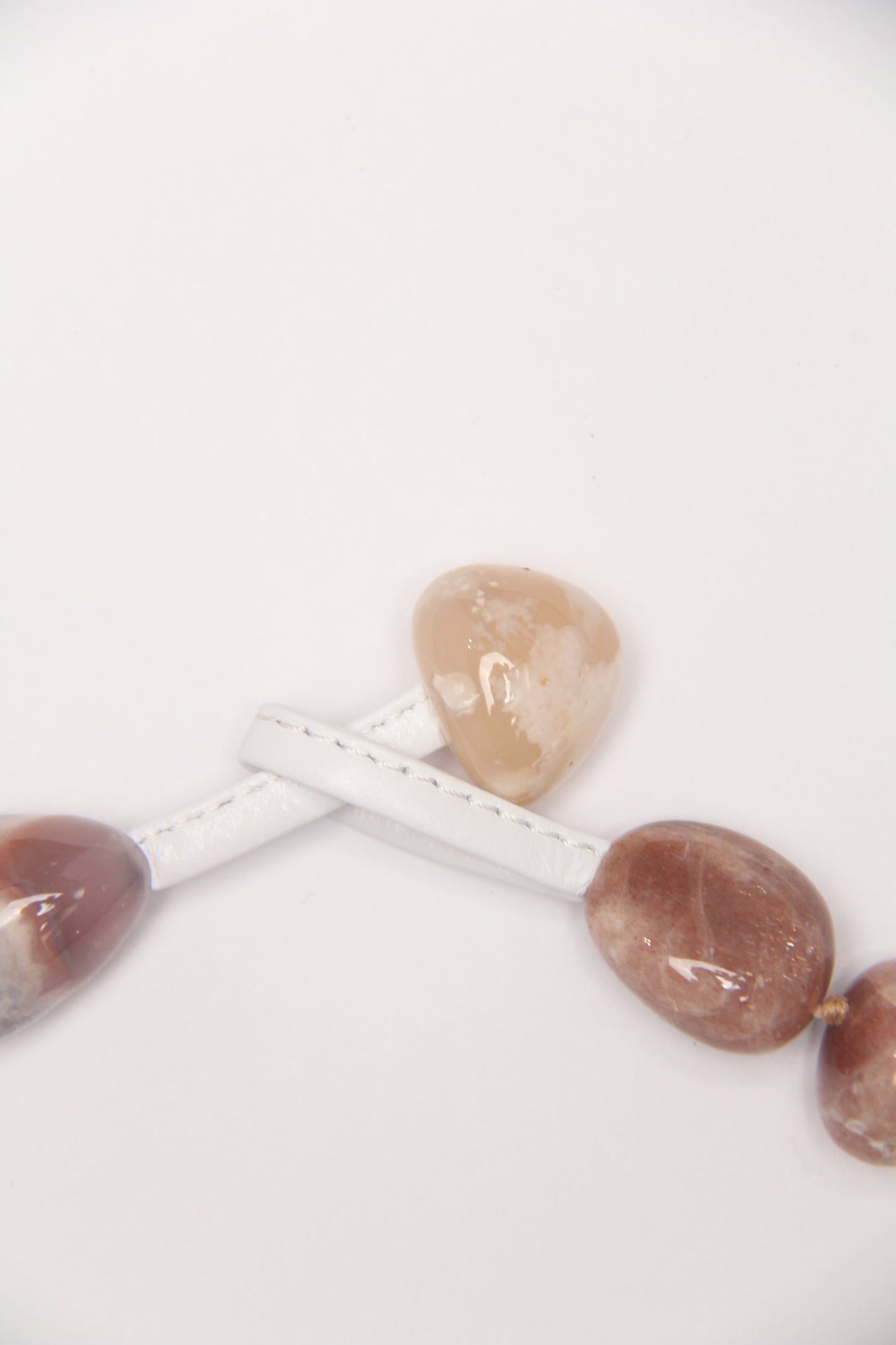 Necklace: sunstone, rose chalcedony