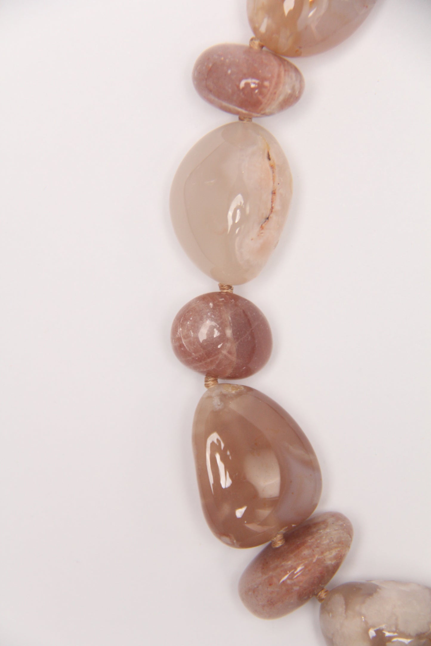 Necklace: sunstone, rose chalcedony