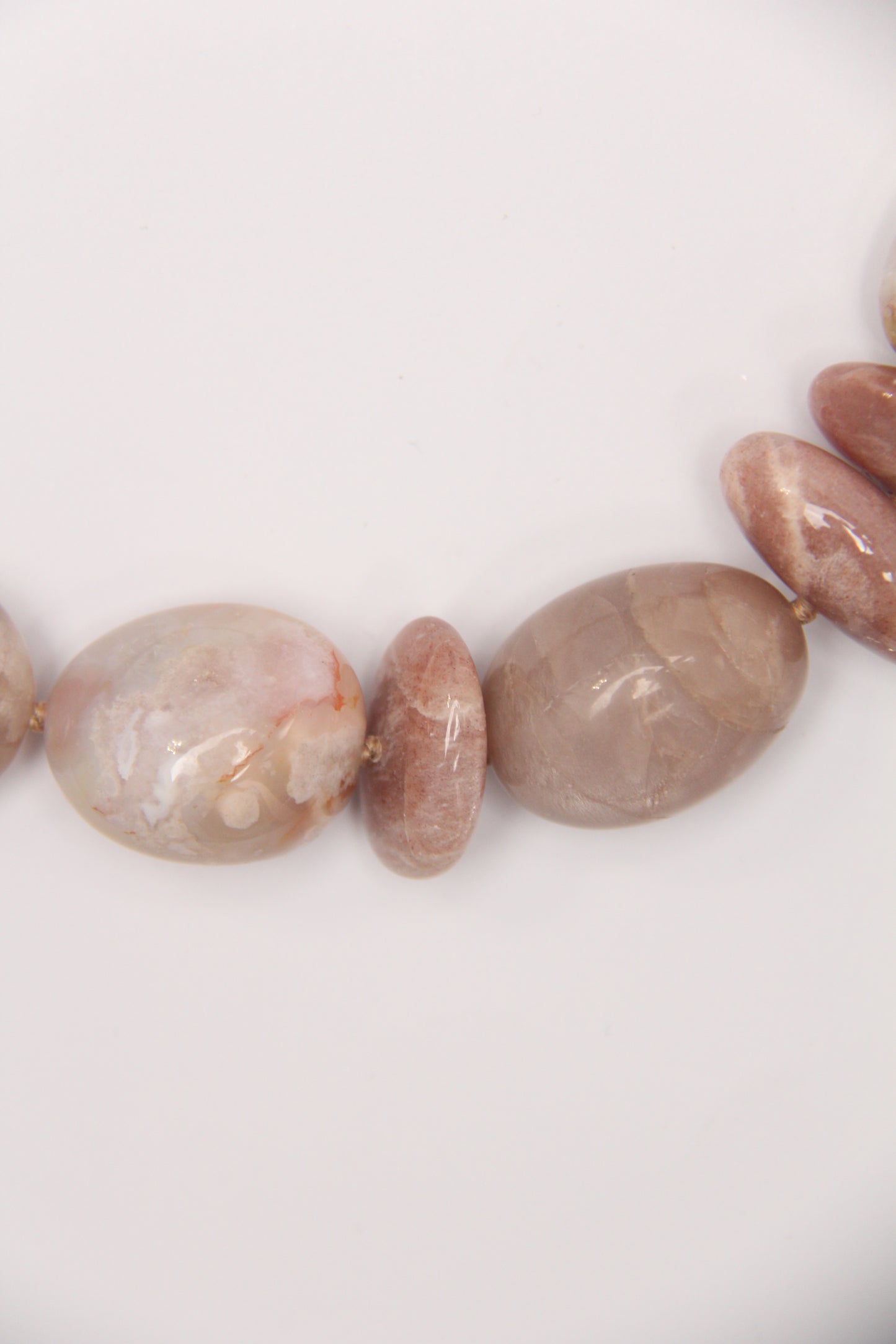 Necklace: sunstone, rose chalcedony