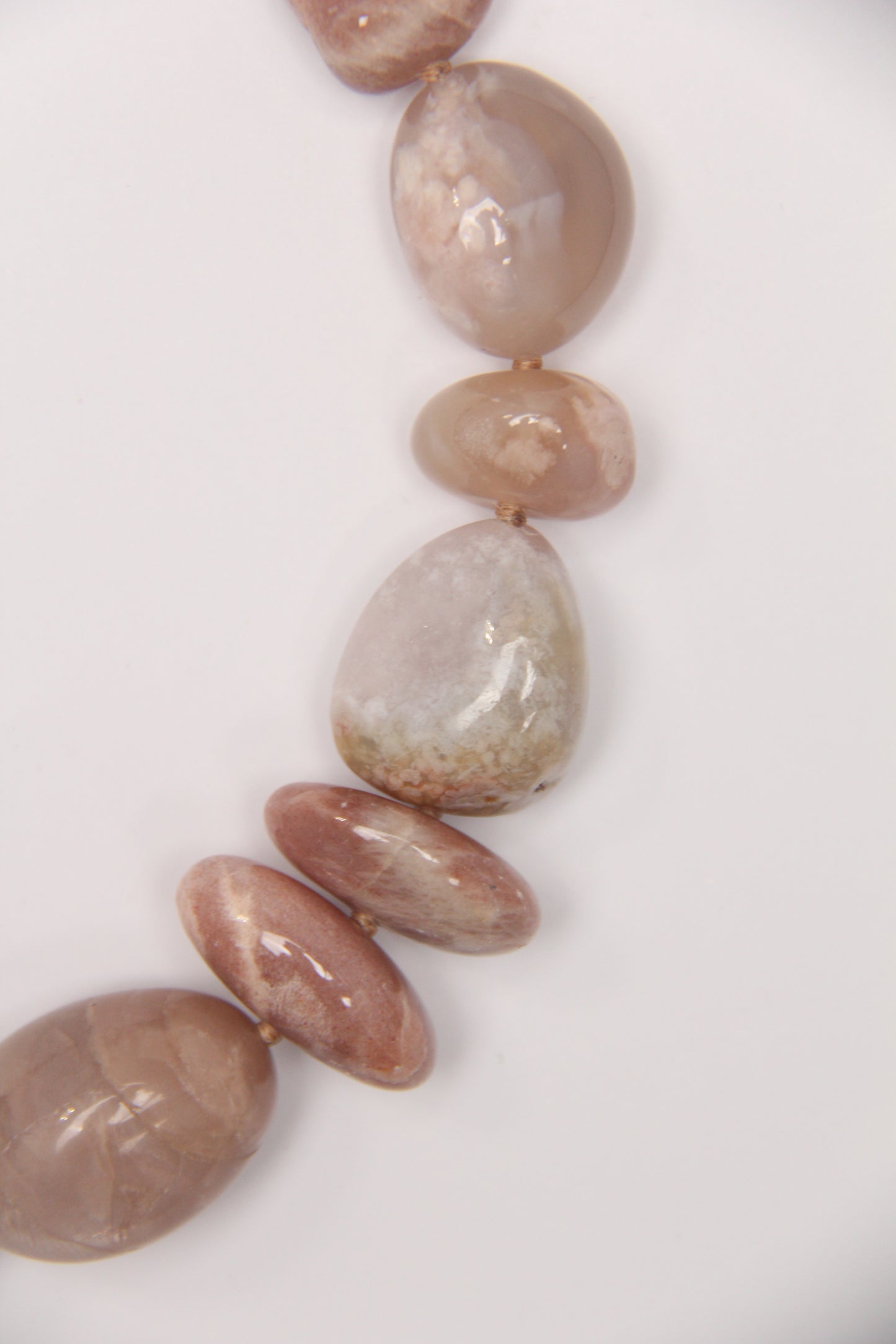 Necklace: sunstone, rose chalcedony