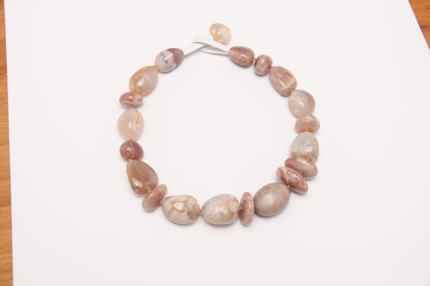 Necklace: sunstone, rose chalcedony