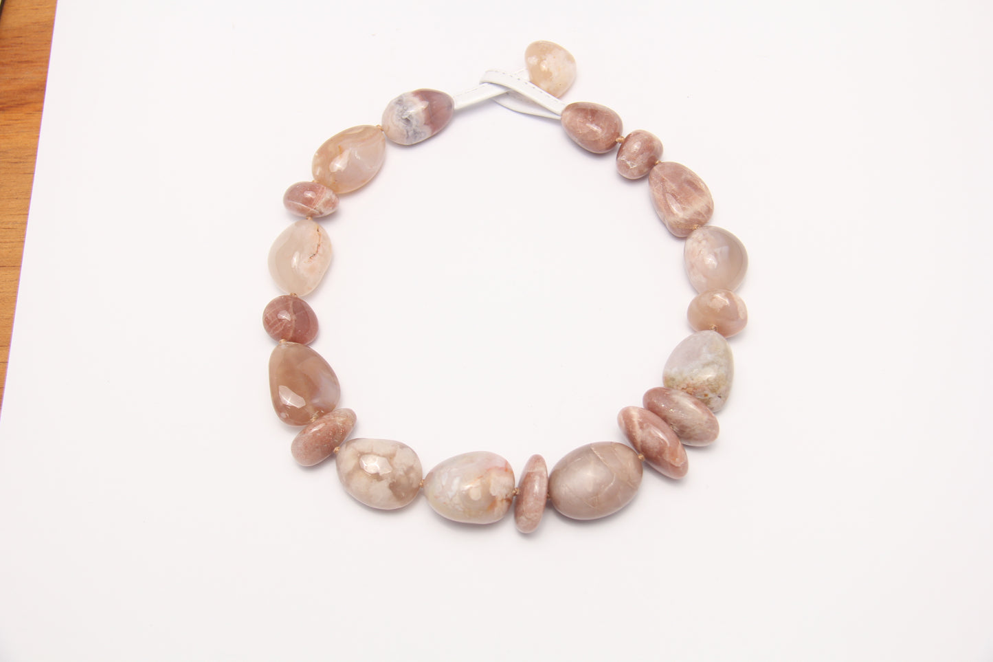 Necklace: sunstone, rose chalcedony