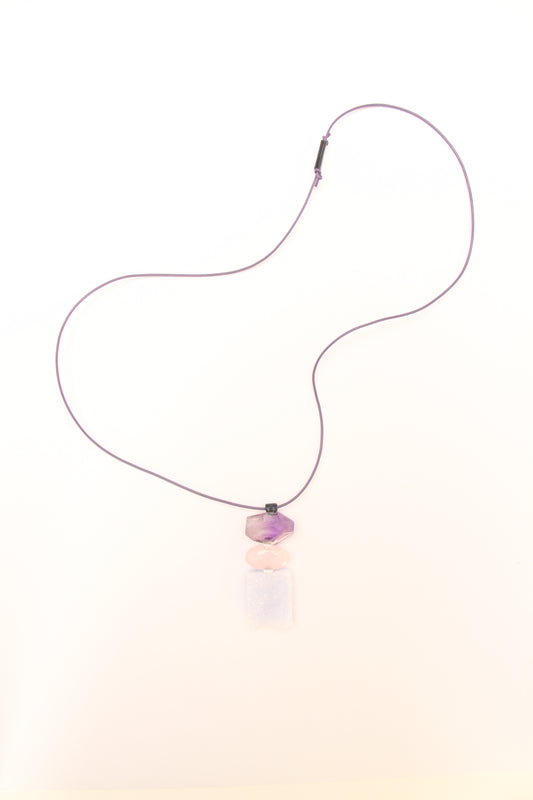 Pendant: amethyst, rose quartz, blue lace agate