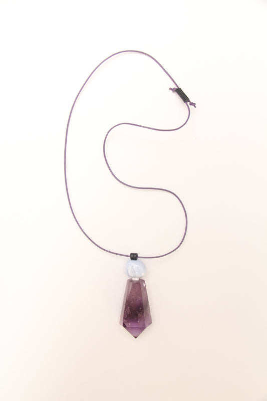 Pendant: blue lace agate, amethyst