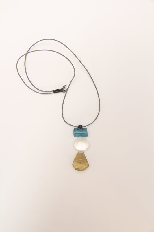 Pendant: aquamarine, quartz, citrine