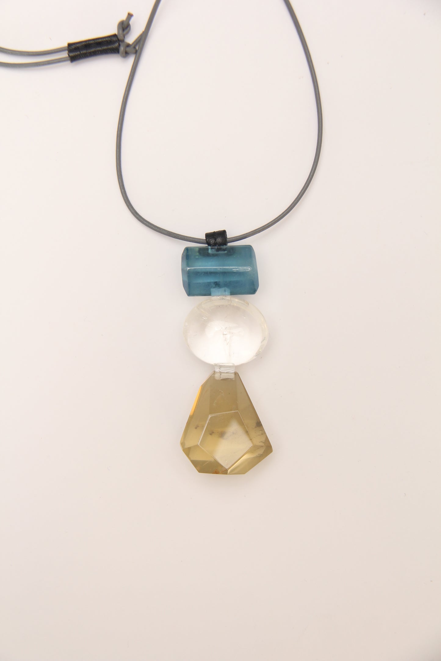 Pendant: aquamarine, quartz, citrine