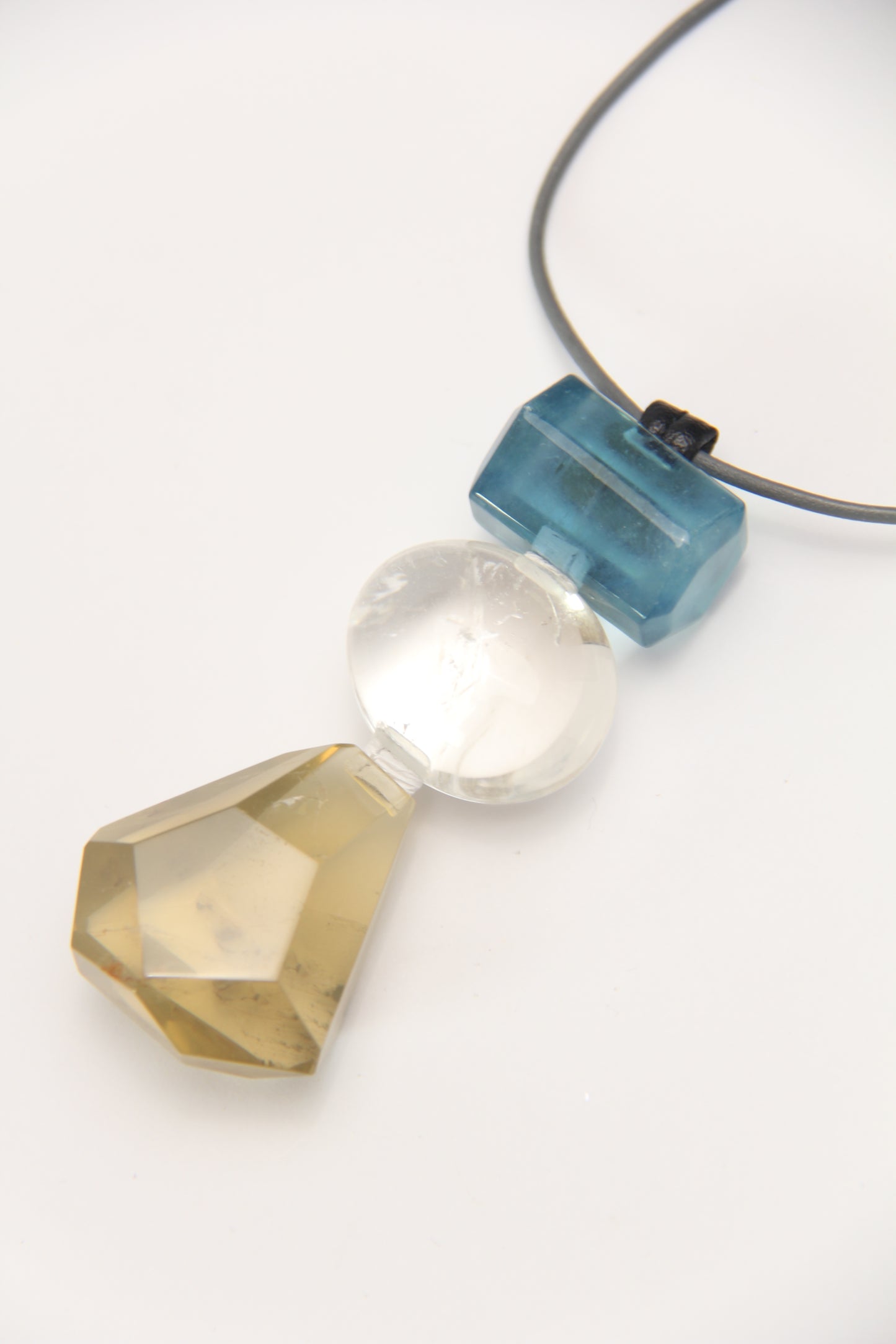 Pendant: aquamarine, quartz, citrine