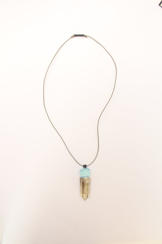 Pendant: aquamarine, citrine