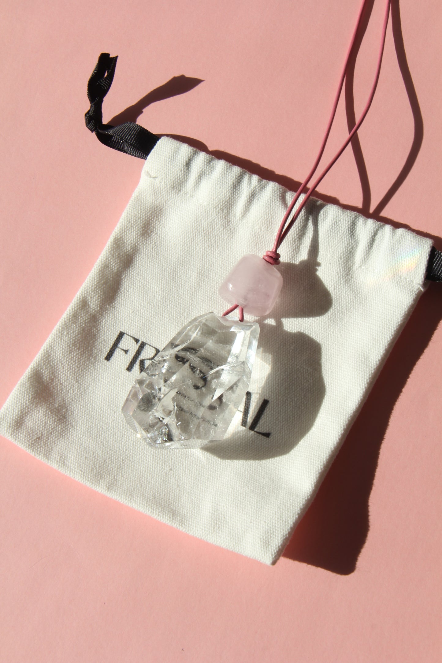 Pendant: rose quartz, quartz