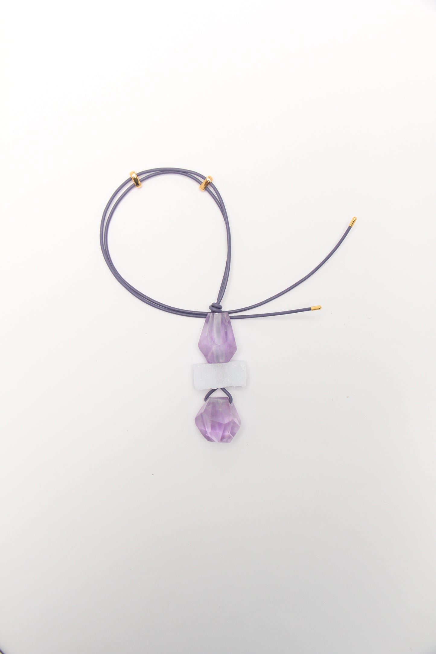 Pendant: amethyst, blue lace agate