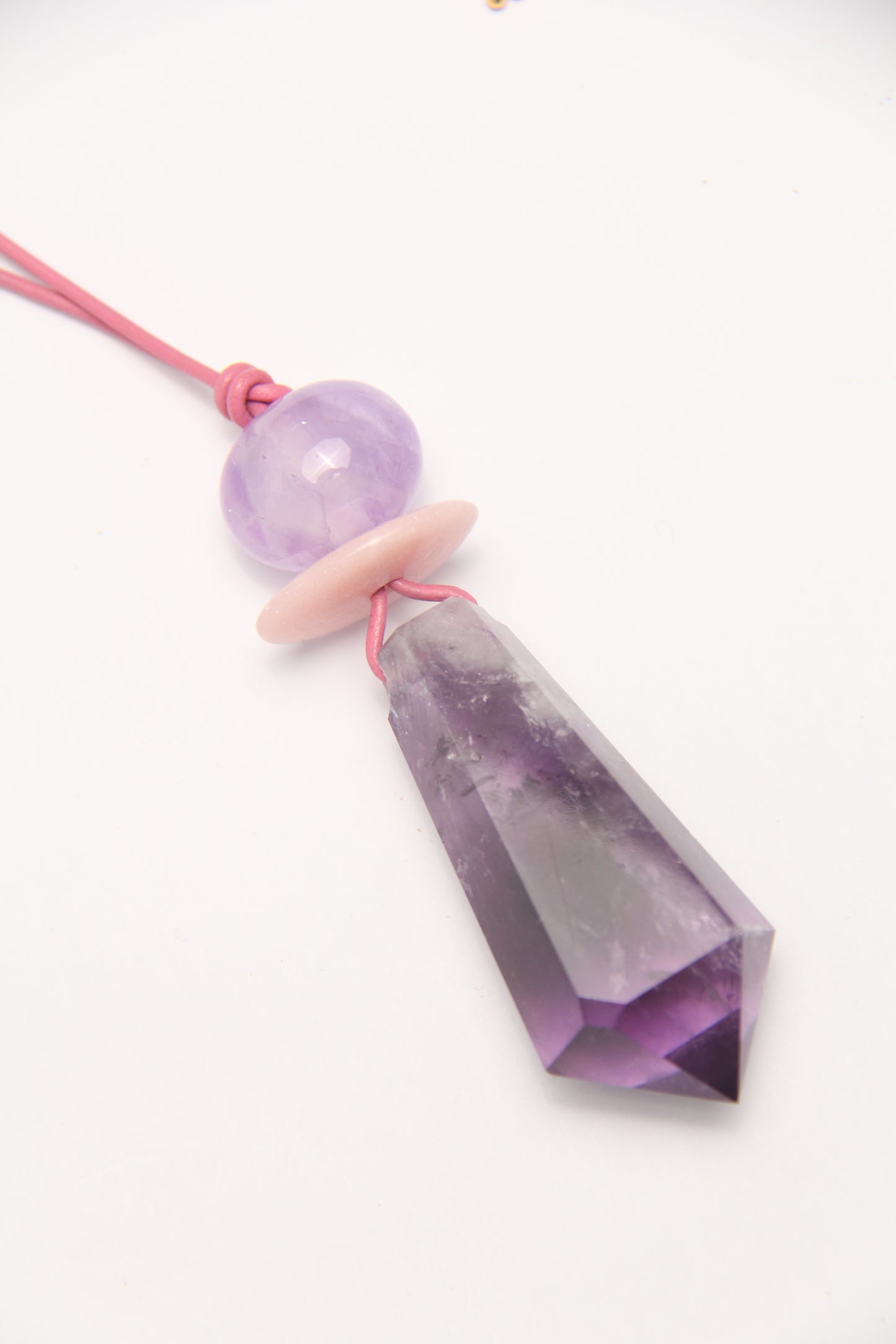 Pendant: amethyst, pink opal