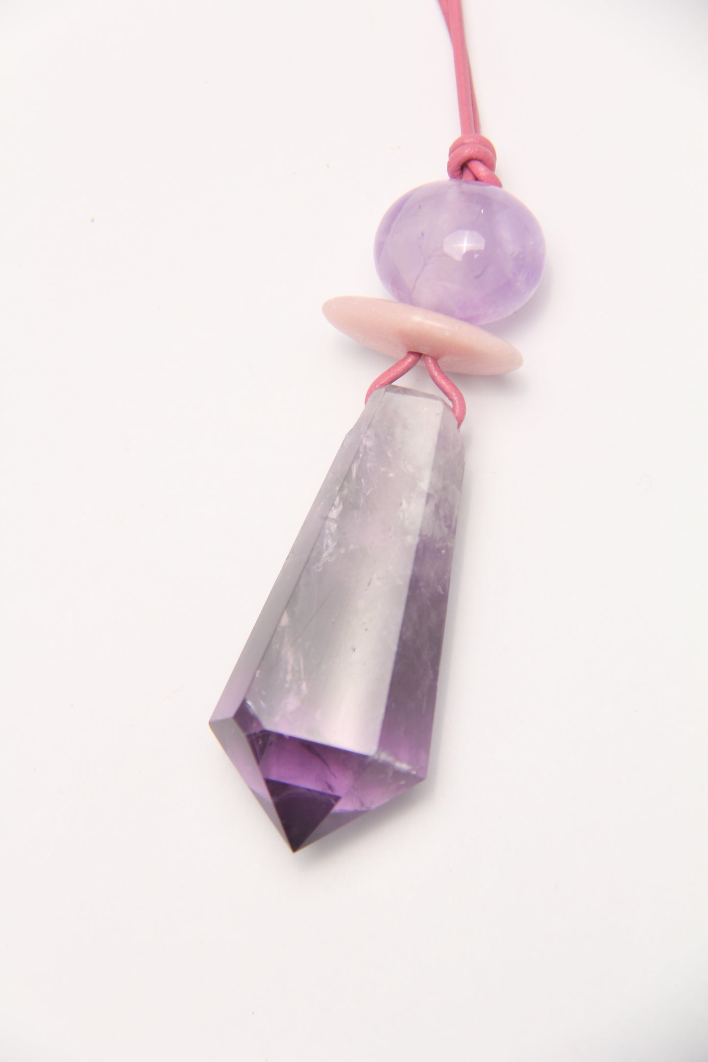 Pendant: amethyst, pink opal