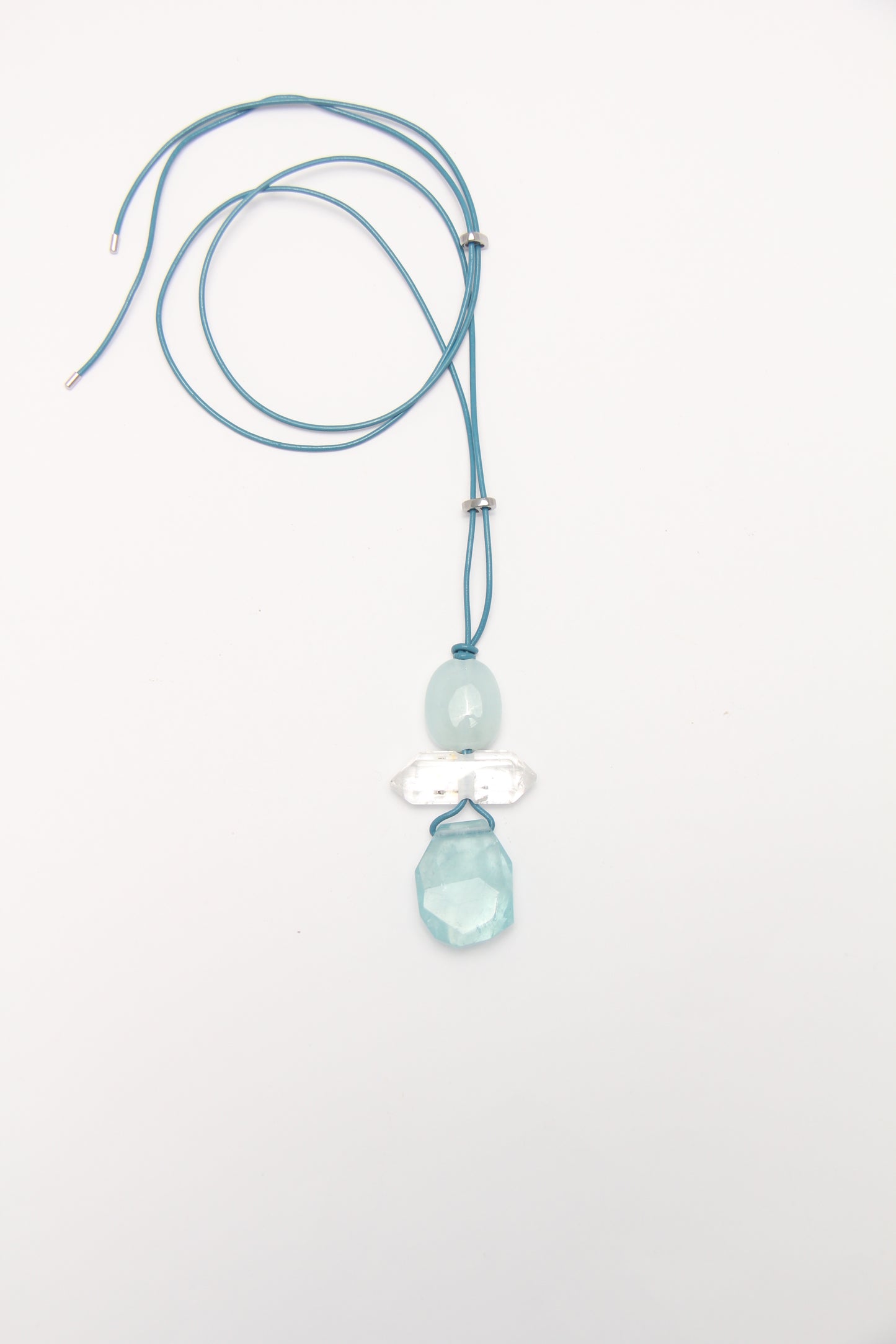 Pendant: aquamarine, quartz