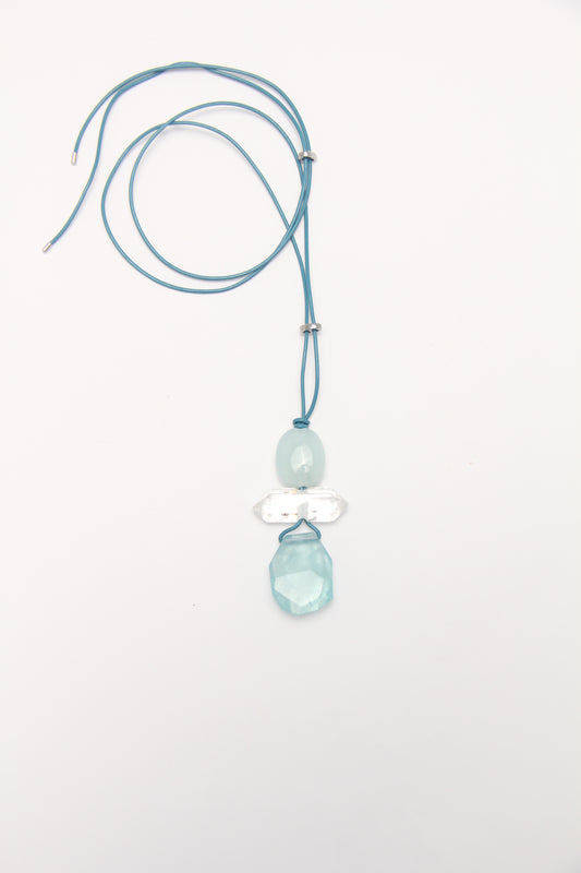 Pendant: aquamarine, quartz