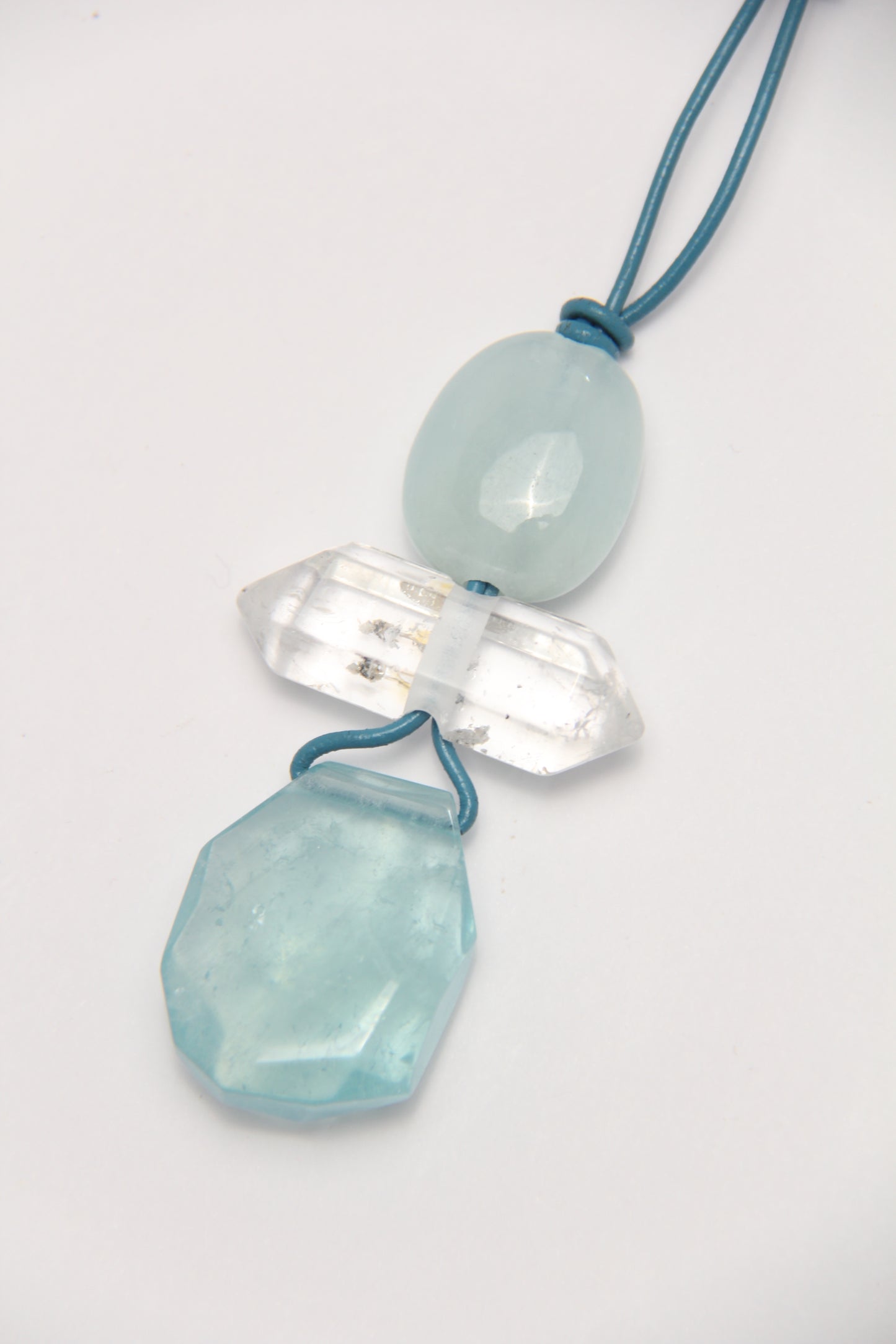 Pendant: aquamarine, quartz