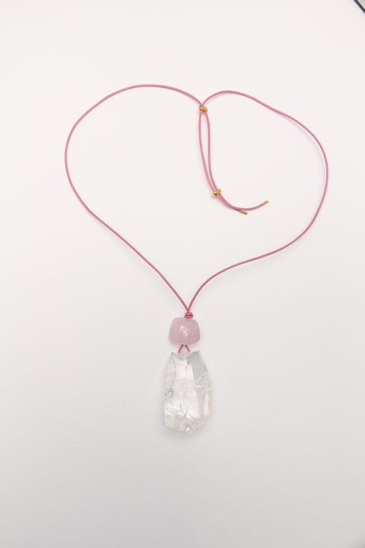 Pendant: rose quartz, quartz