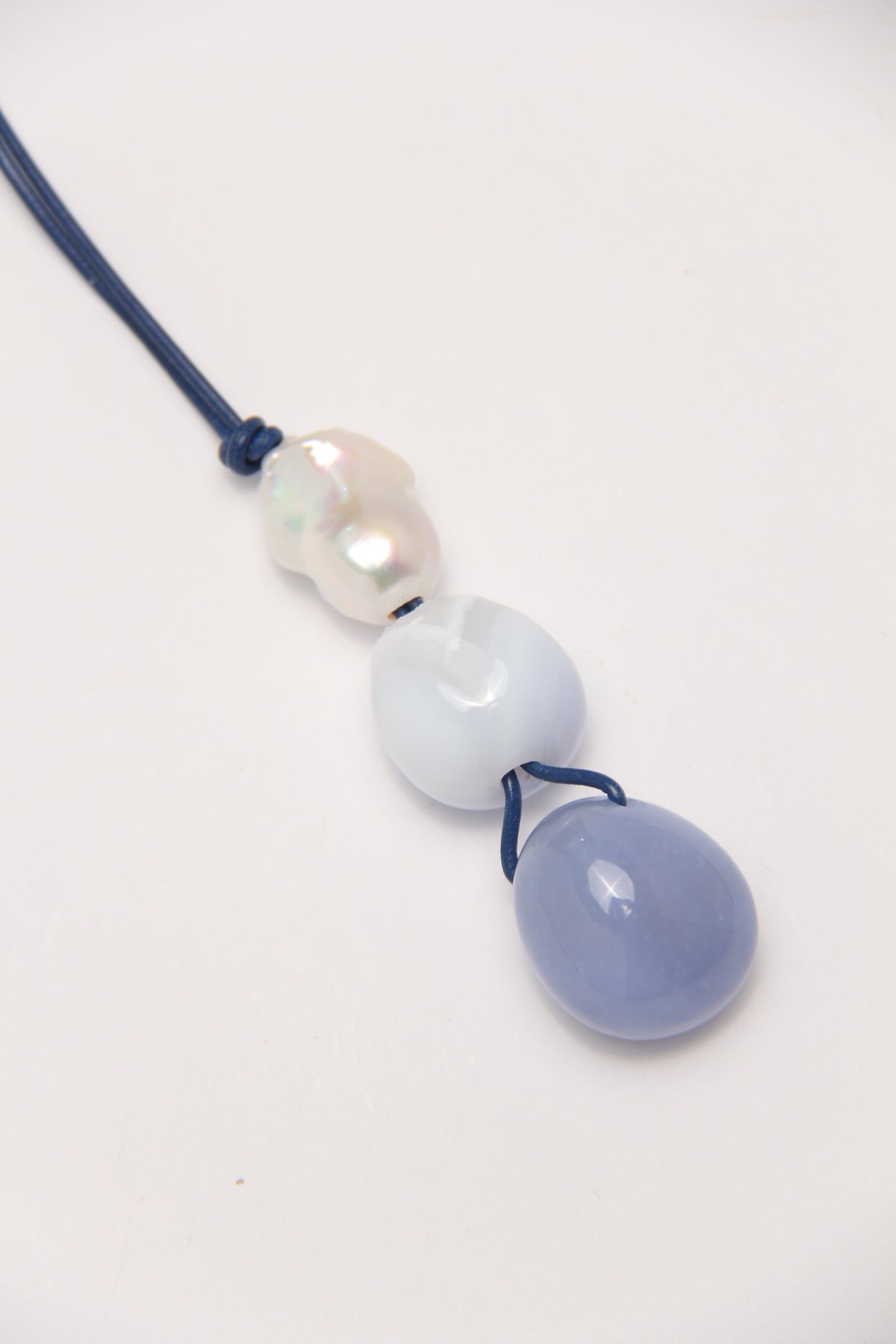 Pendant: pearl, blue lace agate