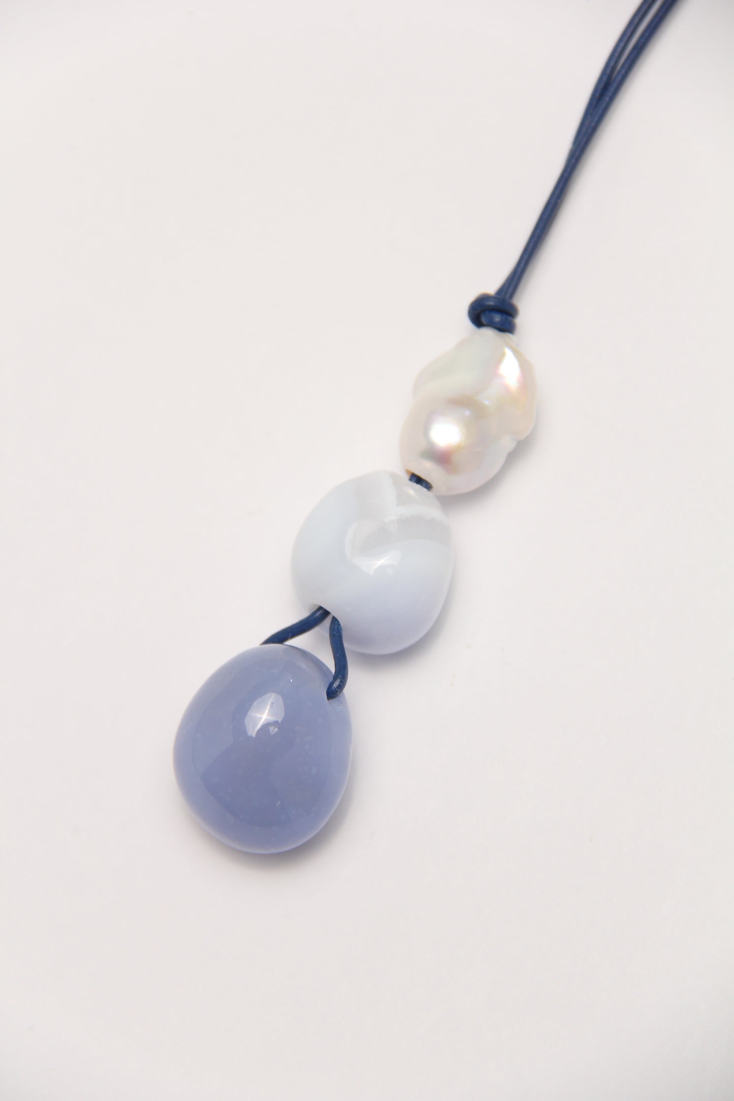 Pendant: pearl, blue lace agate