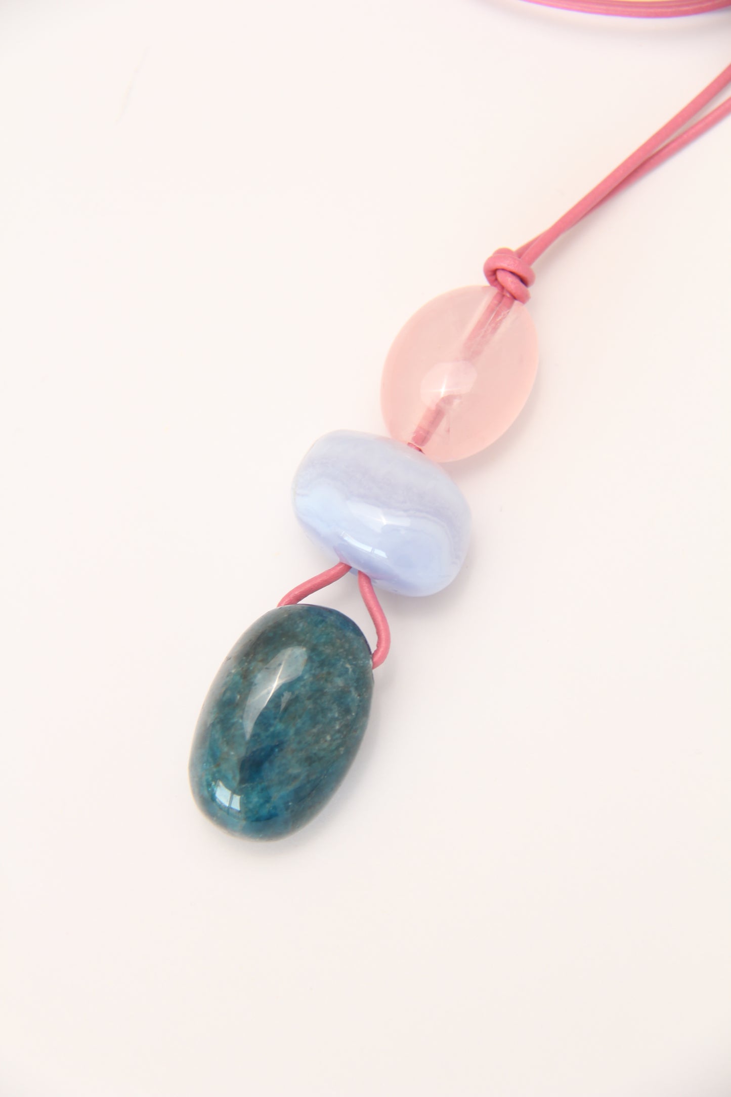 Pendant: rose quartz, blue lace agate