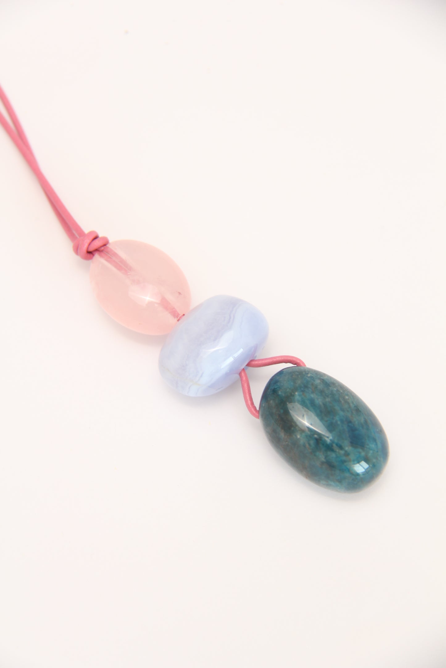 Pendant: rose quartz, blue lace agate