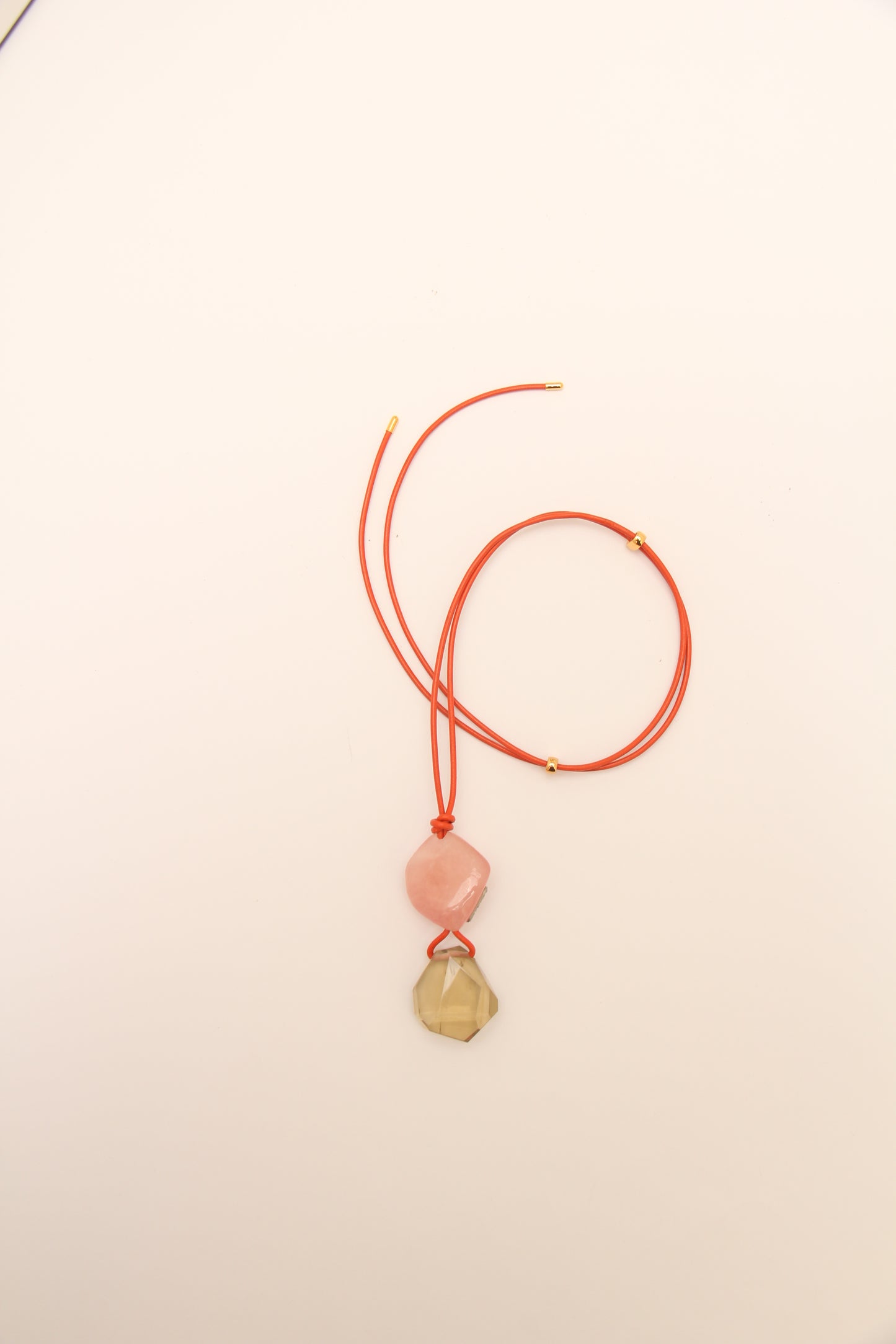 Pendant: morganite, citrine